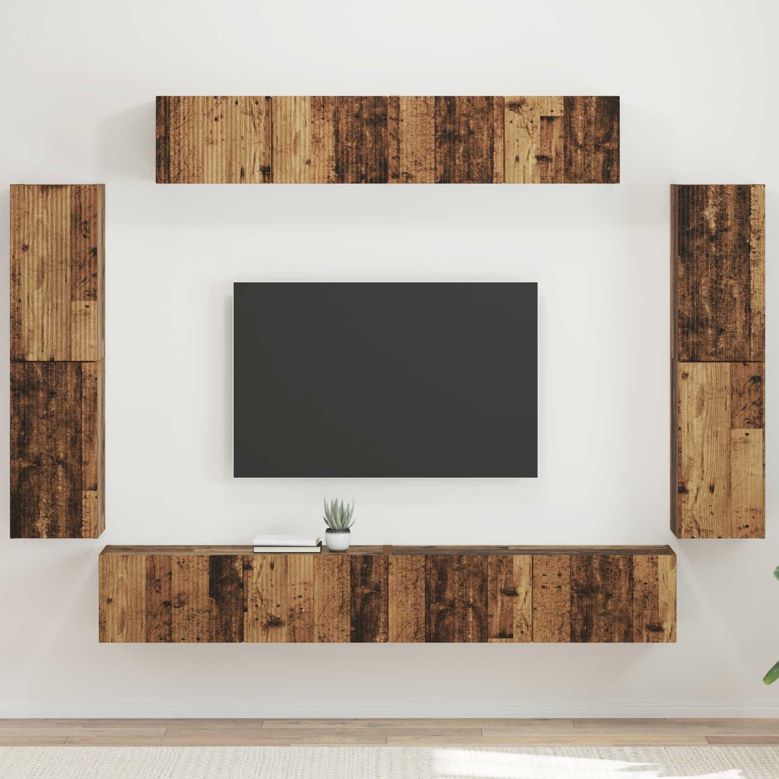 Meuble TV 8 pc Bois ancien