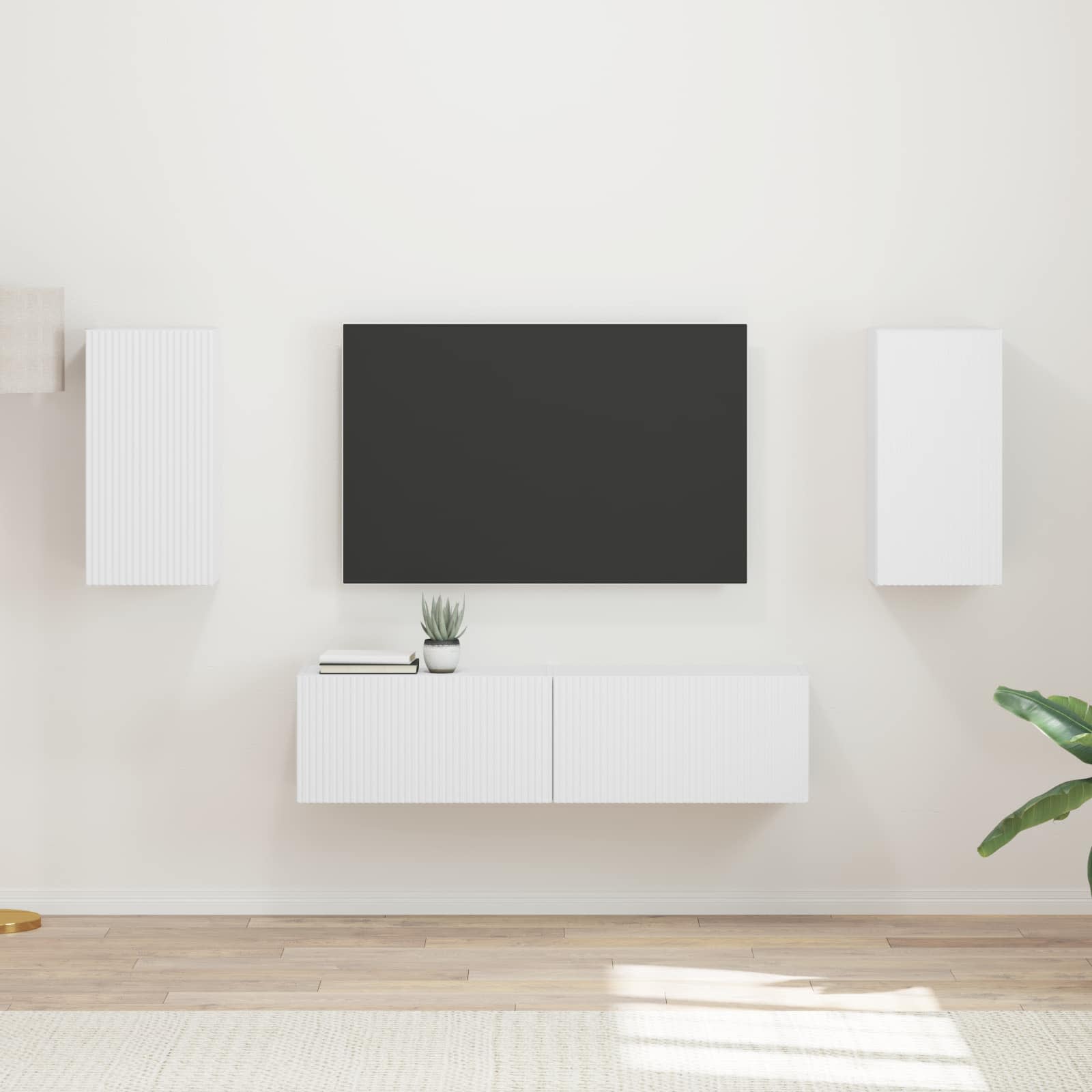 Ensemble meuble TV 4 pc Blanc Bois d'ingénierie