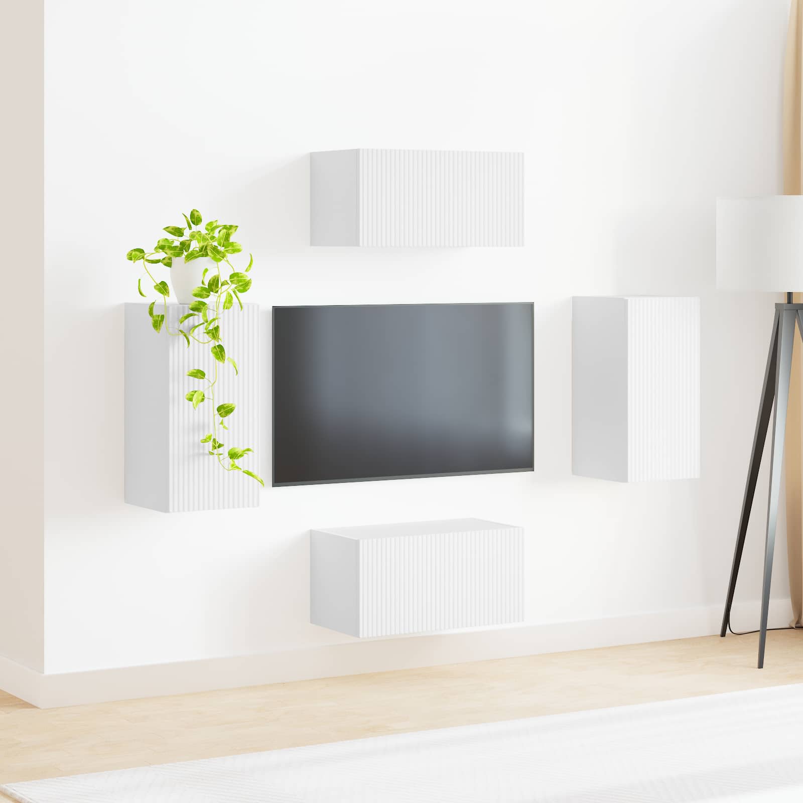 Ensemble meuble TV 4 pc Blanc Bois d'ingénierie