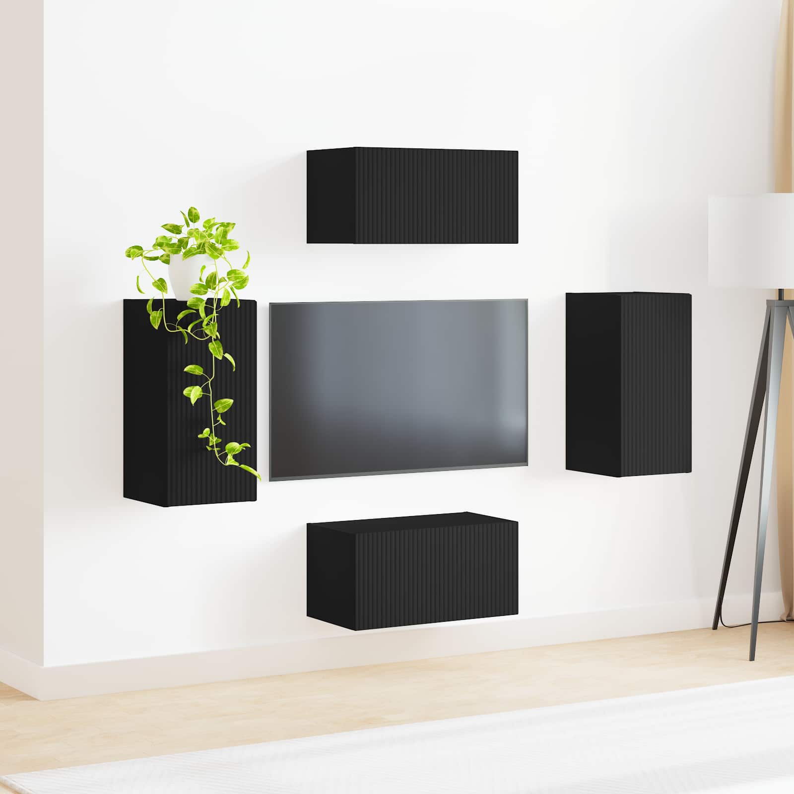 Ensemble meuble TV 4 pc Noir Bois d'ingénierie