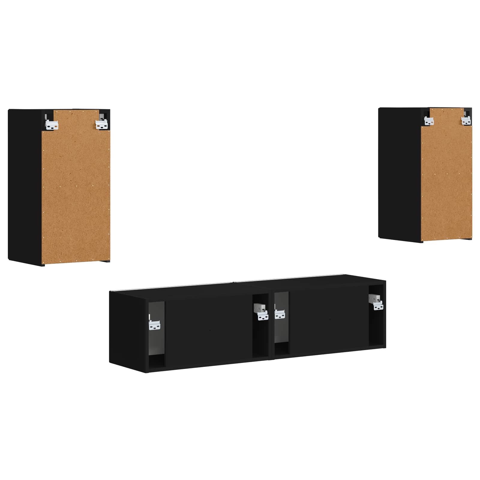 Ensemble meuble TV 4 pc Noir Bois d'ingénierie