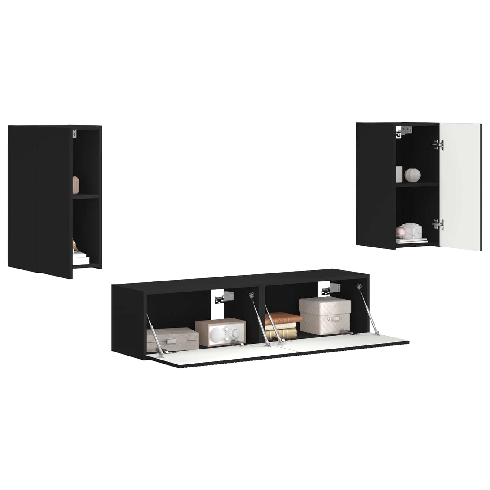 Ensemble meuble TV 4 pc Noir Bois d'ingénierie