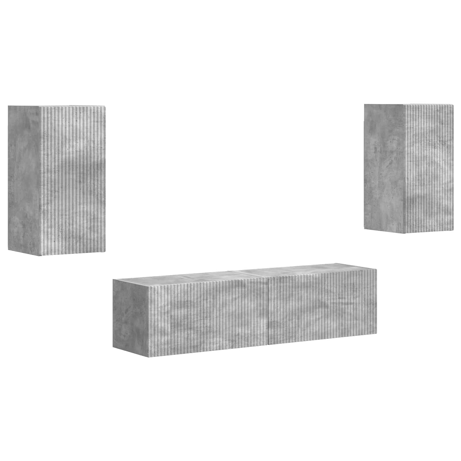Ensemble meuble TV 4 pc Gris béton Bois d'ingénierie