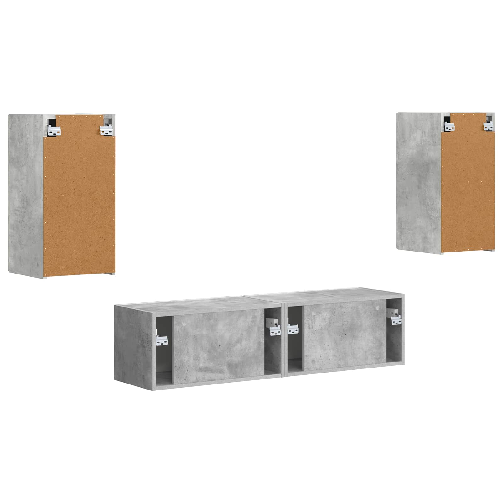 Ensemble meuble TV 4 pcs Gris béton Bois d'ingénierie - XIOS