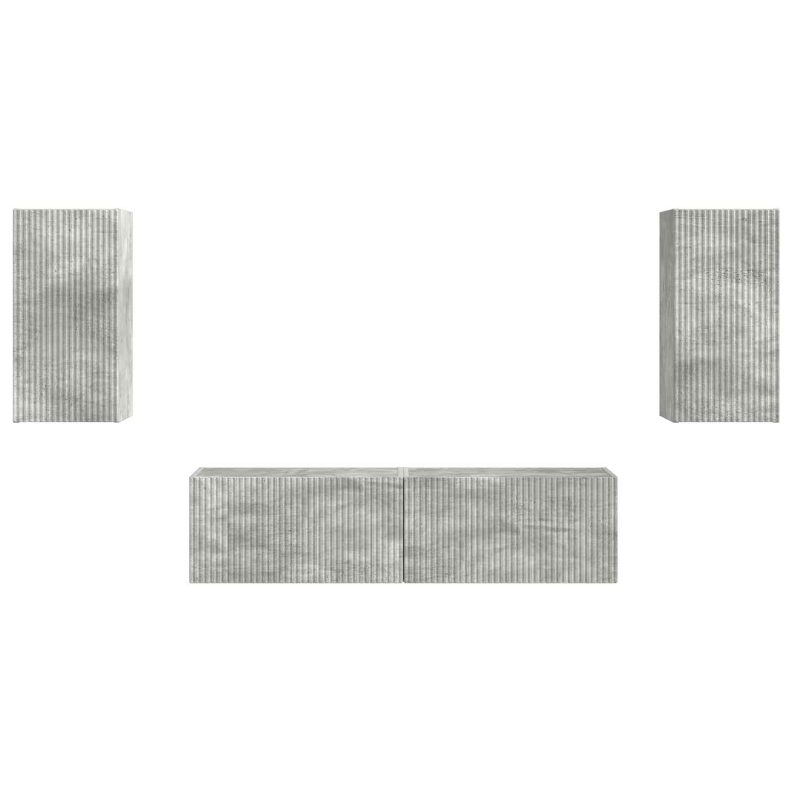 Ensemble meuble TV 4 pcs Gris béton Bois d'ingénierie - XIOS