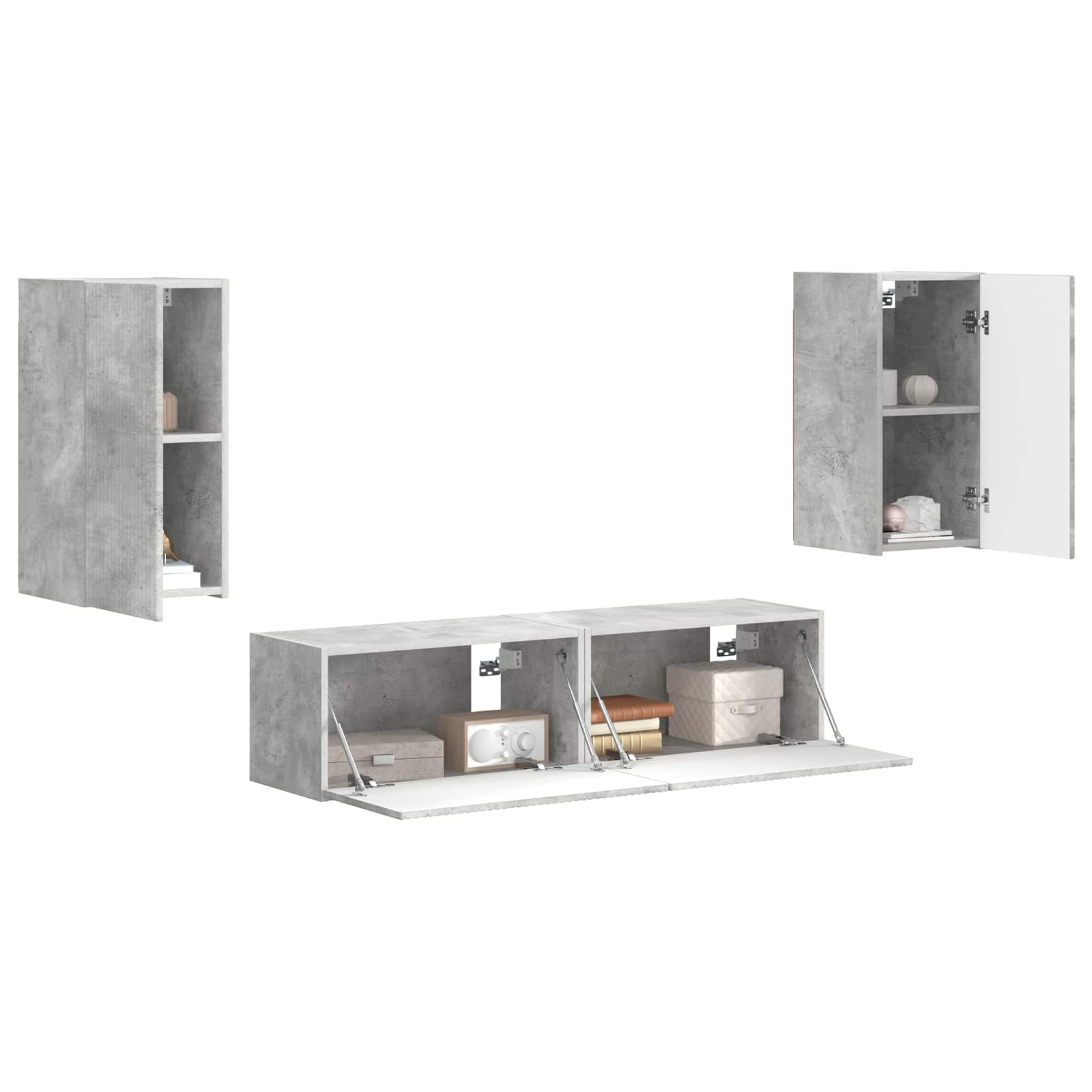 Ensemble meuble TV 4 pcs Gris béton Bois d'ingénierie - XIOS