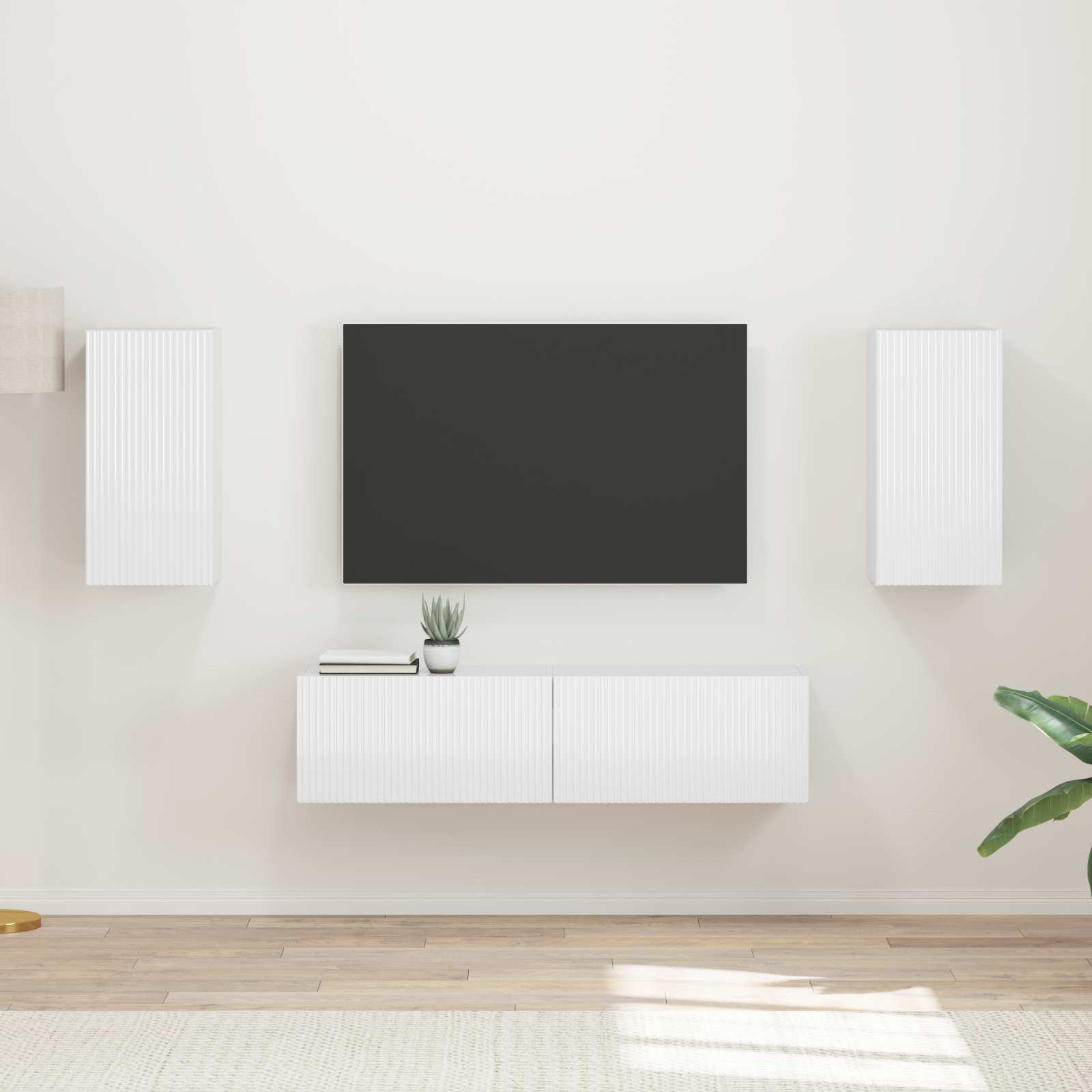 Ensemble meuble TV 4 pc Blanc brillant Bois d'ingénierie