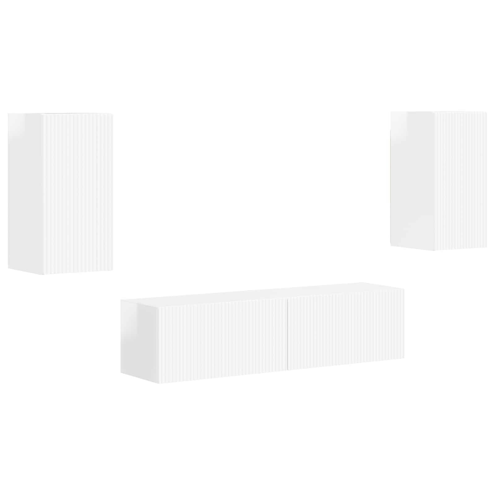 Ensemble meuble TV 4 pc Blanc brillant Bois d'ingénierie