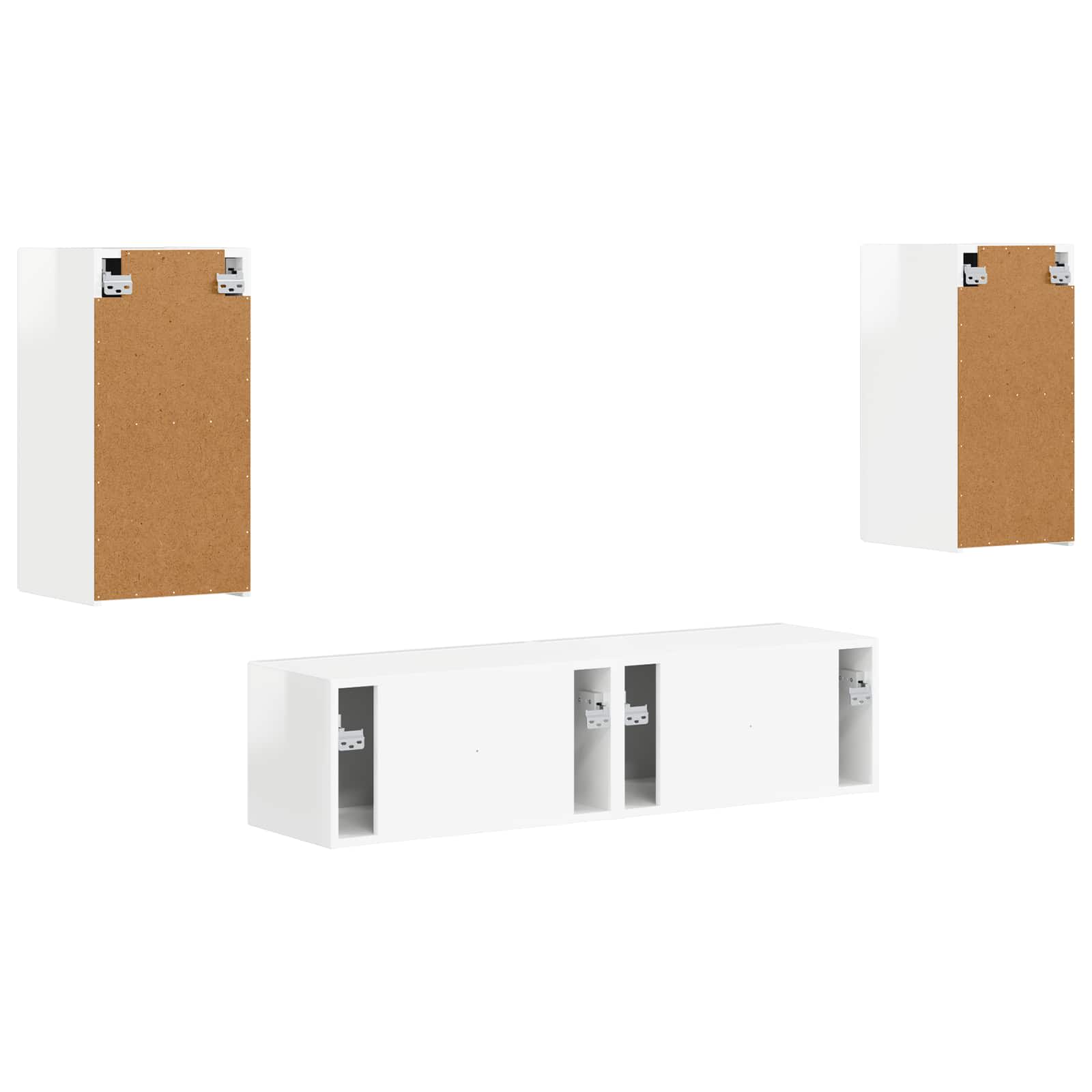 Ensemble meuble TV 4 pcs Blanc brillant Bois d'ingénierie - XIOS