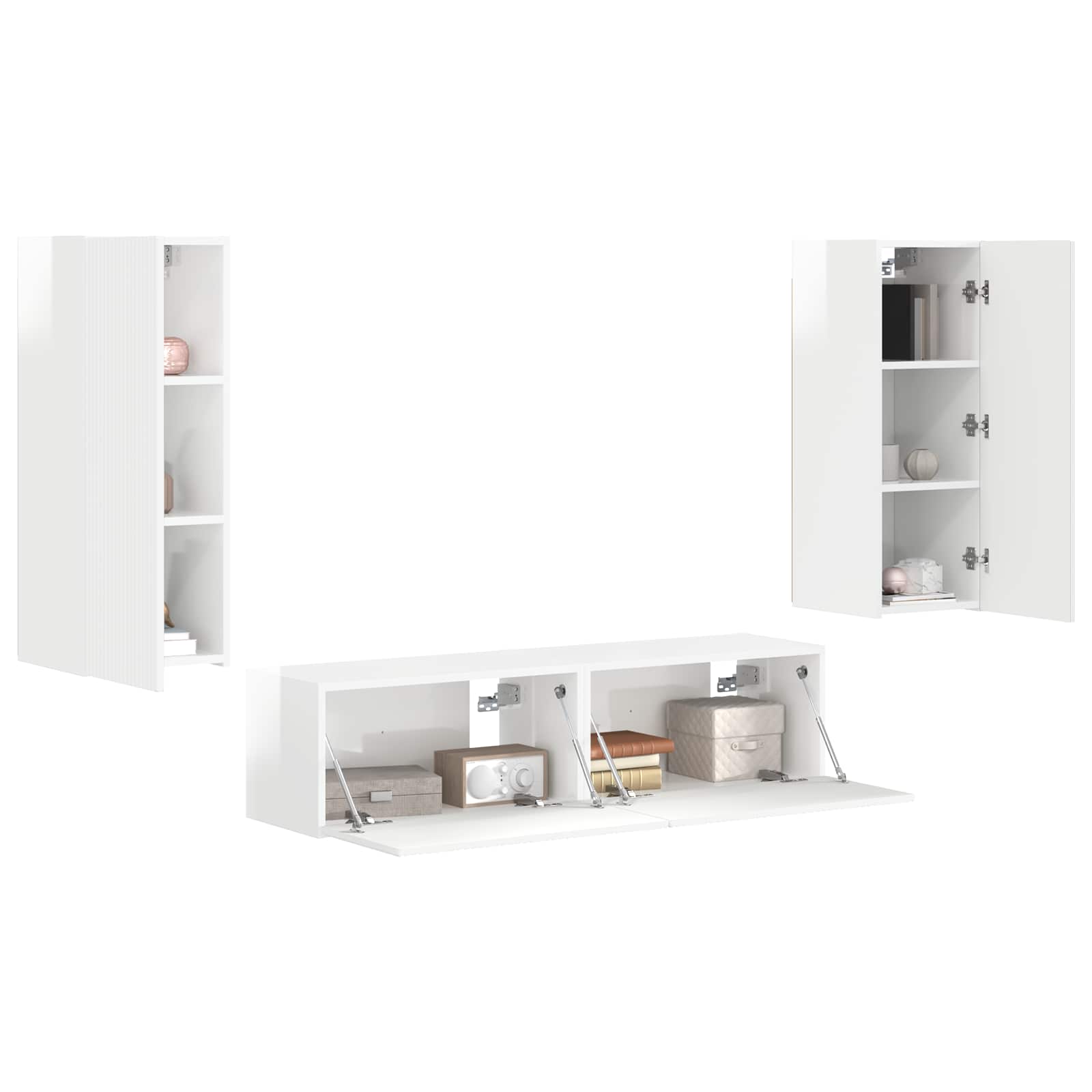 Ensemble meuble TV 4 pcs Blanc brillant Bois d'ingénierie - XIOS