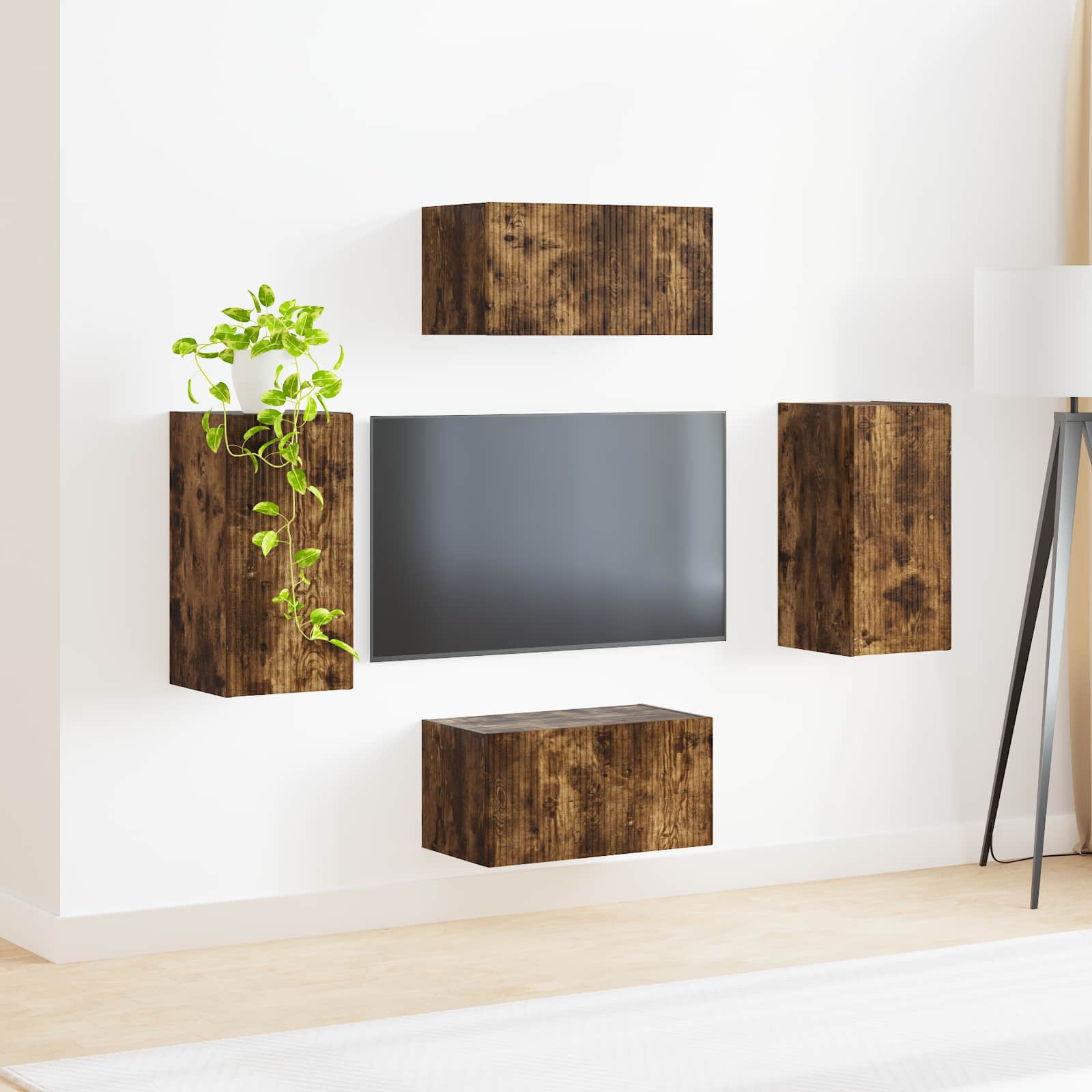 Ensemble meuble TV 4 pcs Chêne fumé Bois d'ingénierie - XIOS