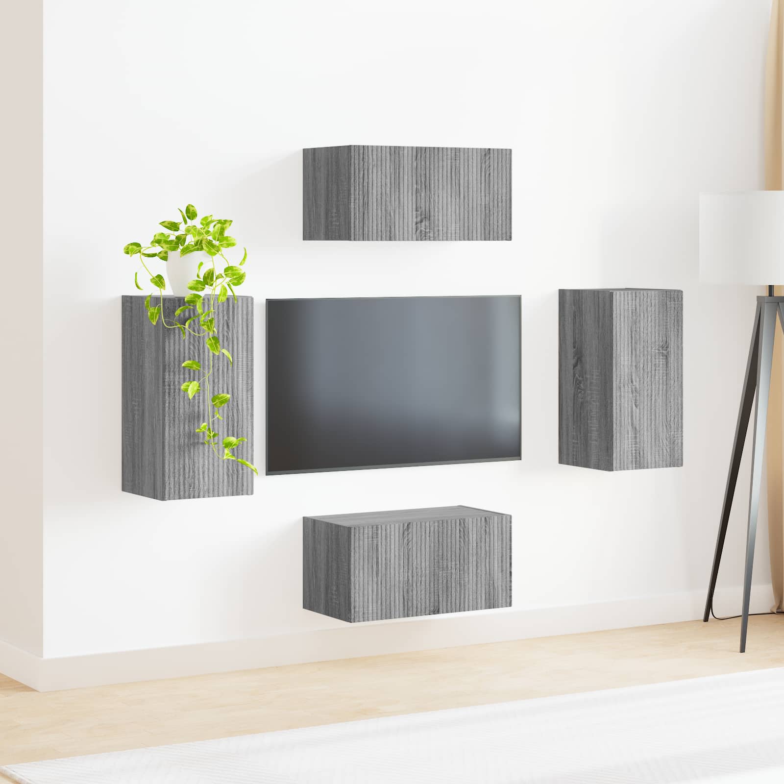 Ensemble meuble TV 4 pc Gris Sonoma Bois d'ingénierie
