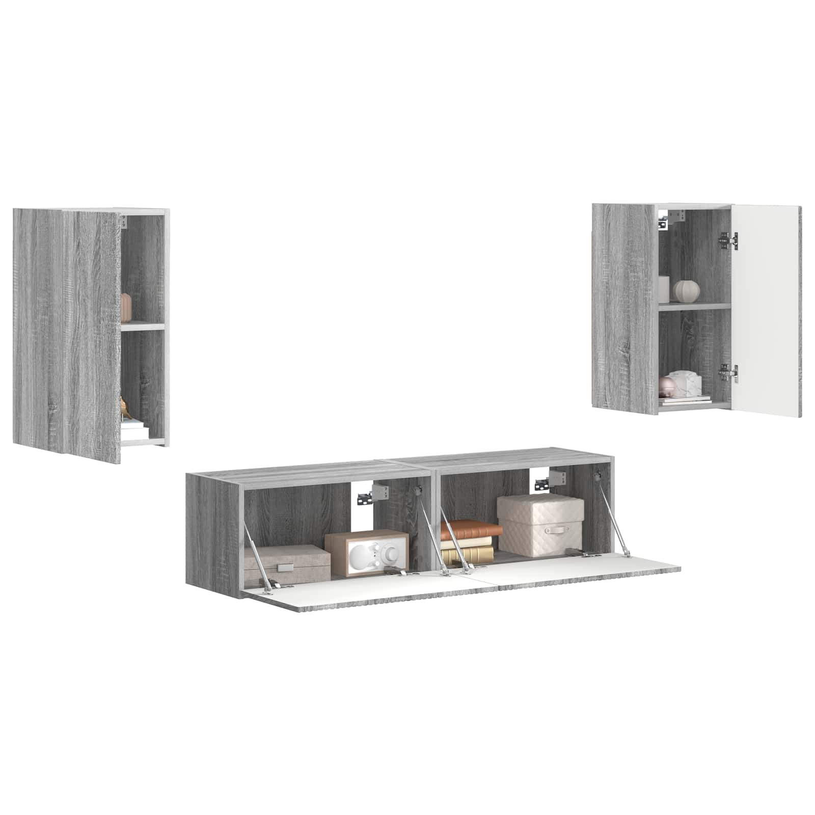 Ensemble meuble TV 4 pc Gris Sonoma Bois d'ingénierie