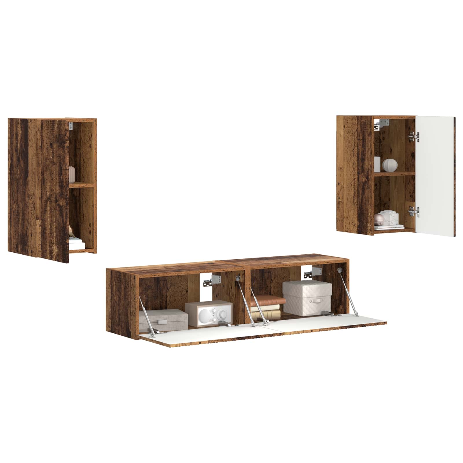 Ensemble meuble TV 4 pc Bois ancien Bois d'ingénierie