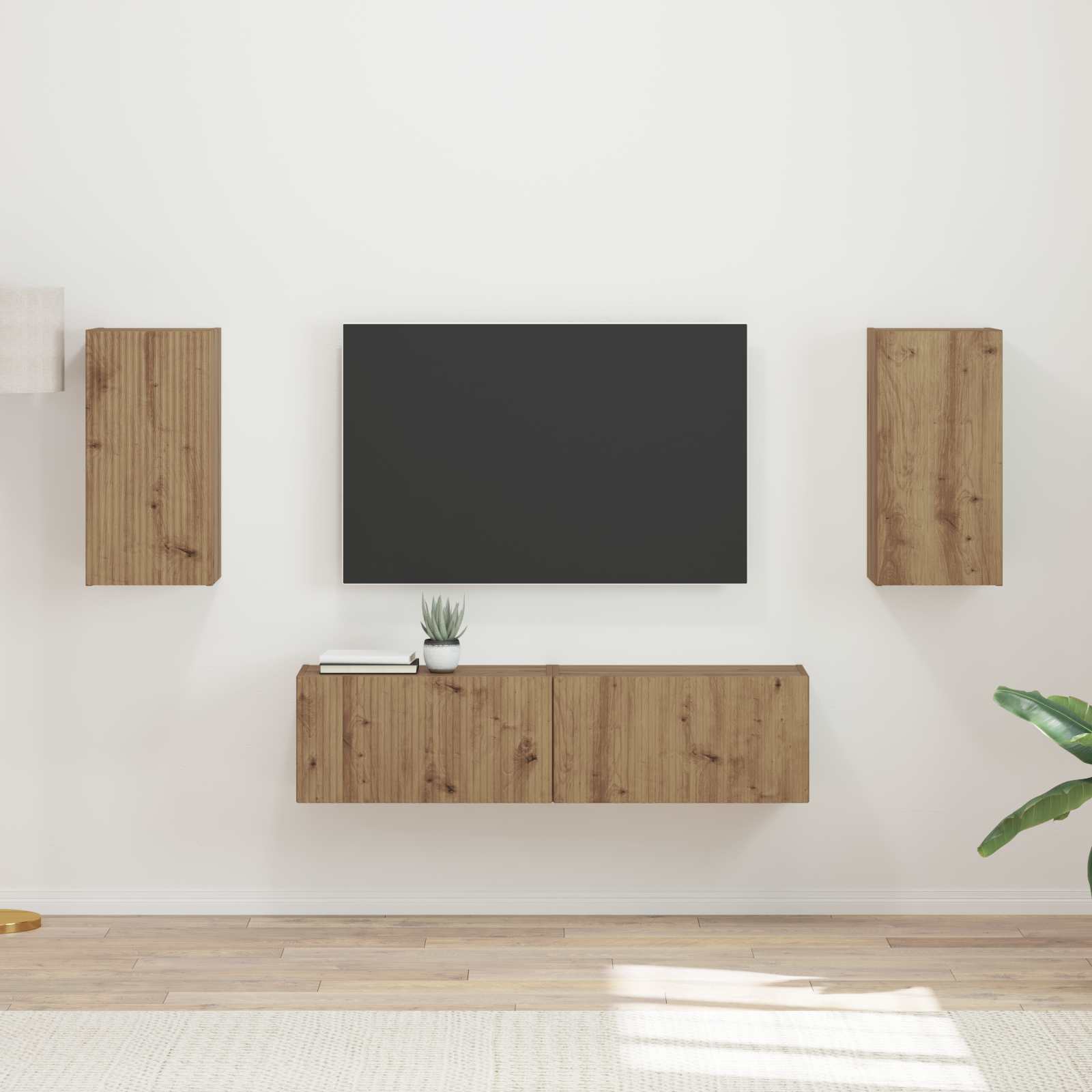 Ensemble meuble TV 4 pc Chêne artisanal Bois d'ingénierie