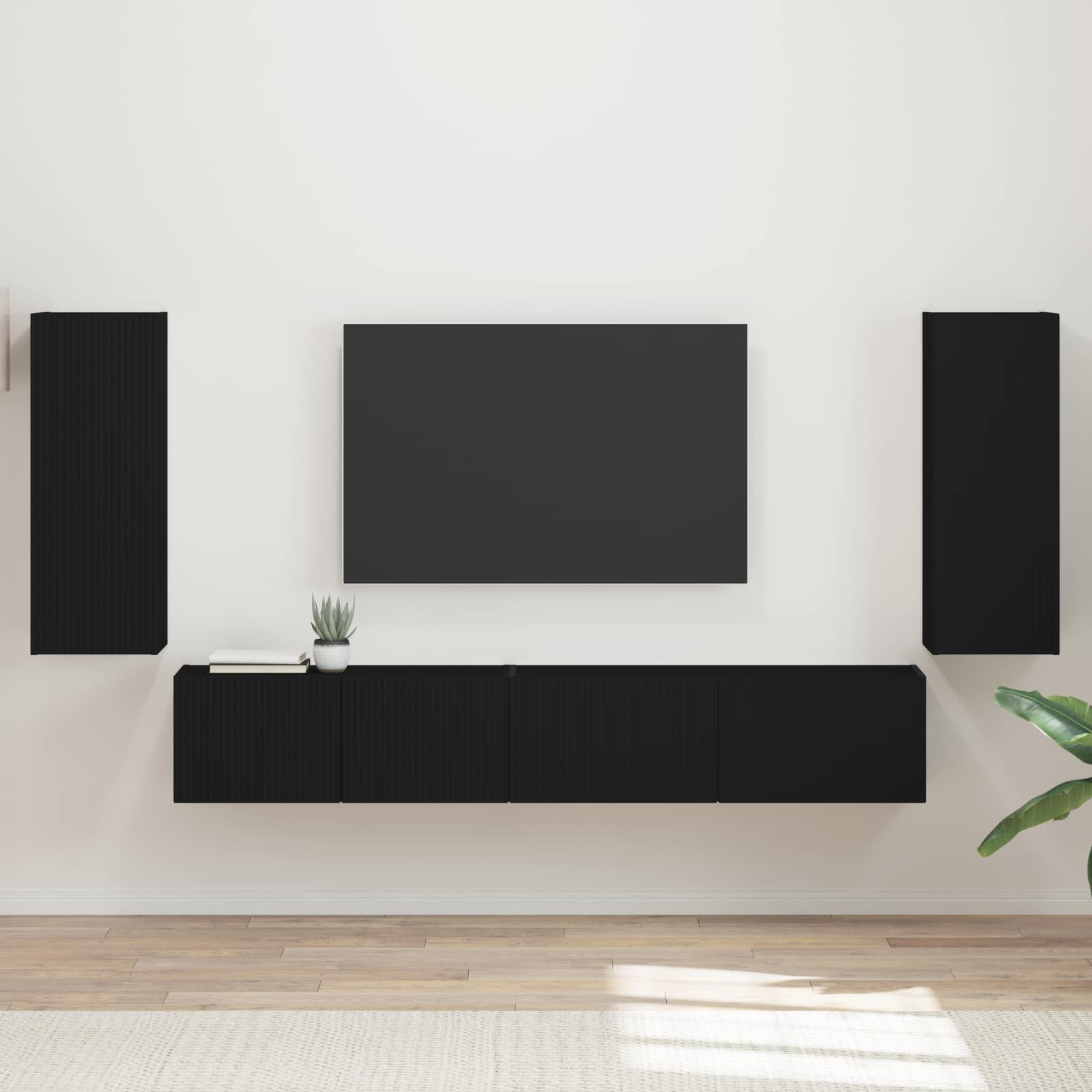 Ensemble meuble TV 4 pc Noir Bois d'ingénierie