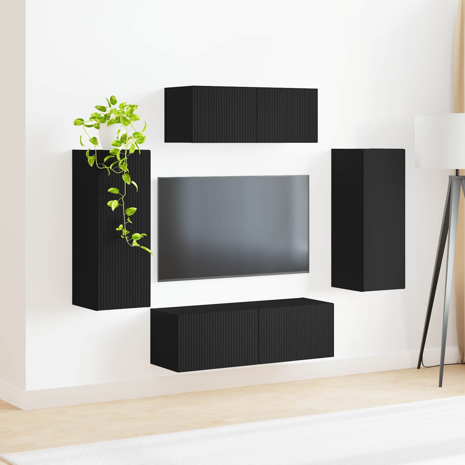 Ensemble meuble TV 4 pc Noir Bois d'ingénierie