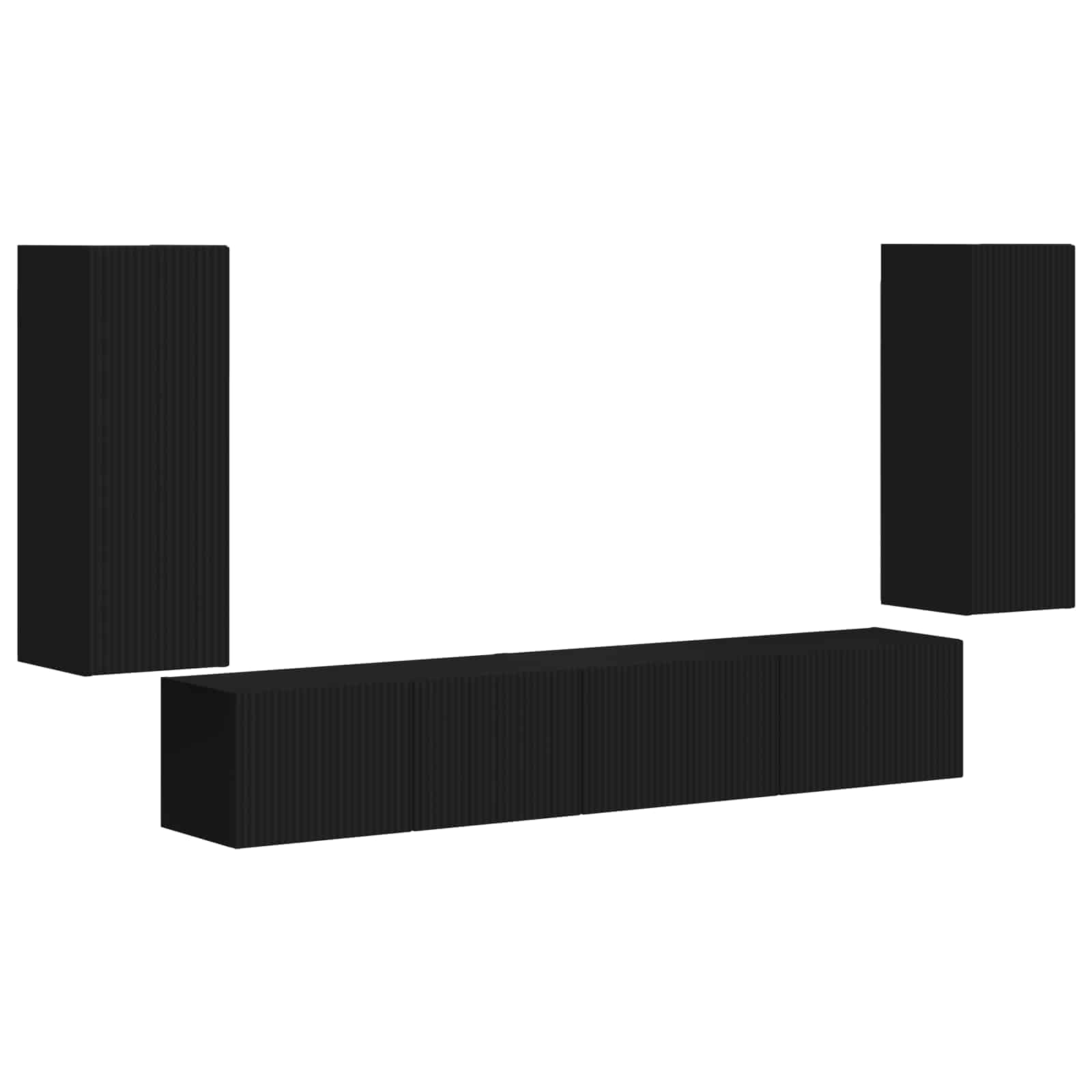 Ensemble meuble TV 4 pc Noir Bois d'ingénierie