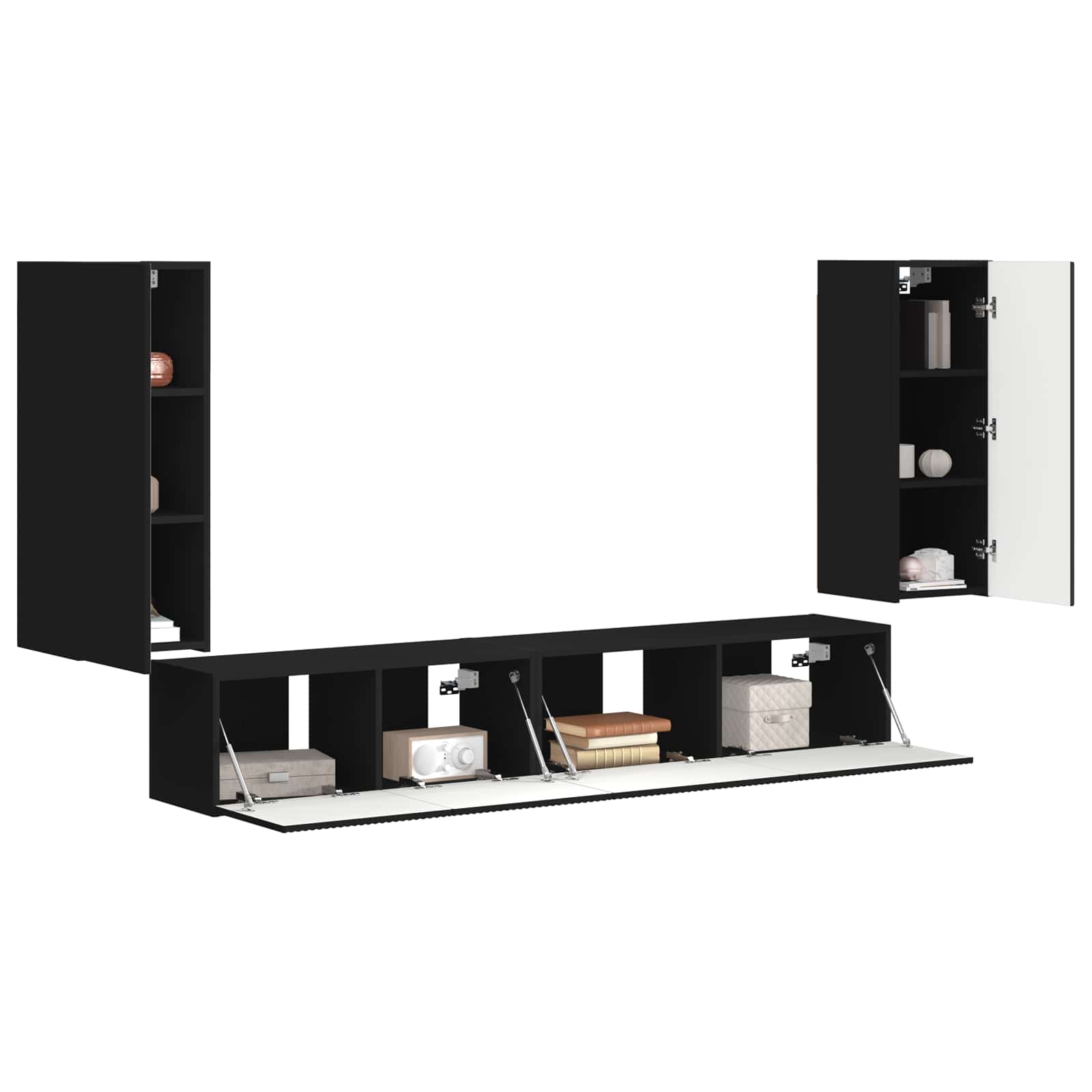 Ensemble meuble TV 4 pc Noir Bois d'ingénierie