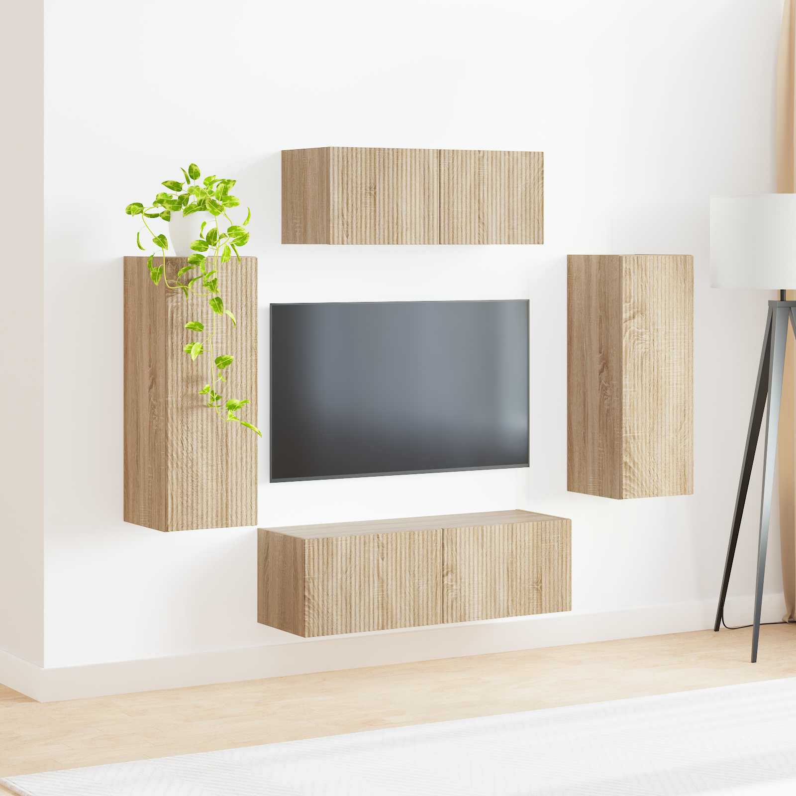 Ensemble meuble TV 4 pc Chêne Sonoma Bois d'ingénierie