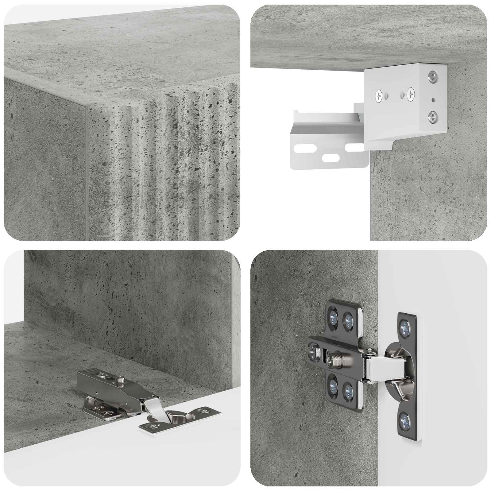 Ensemble meuble TV 4 pcs Gris béton Bois d'ingénierie - XIOS