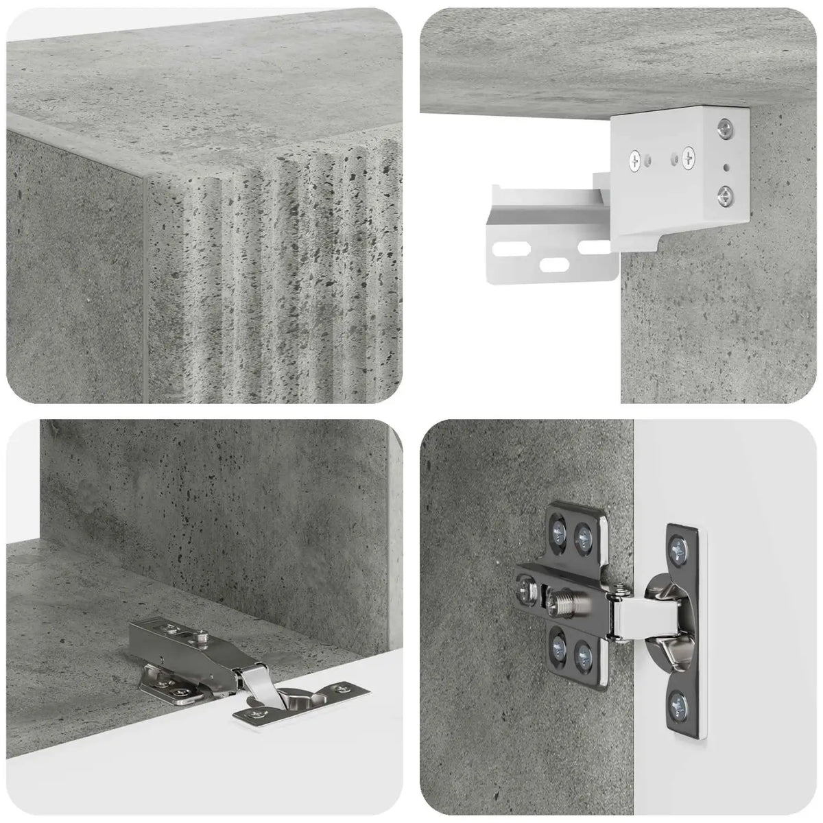 Ensemble meuble TV 4 pc Gris béton Bois d’ingénierie - XIOS
