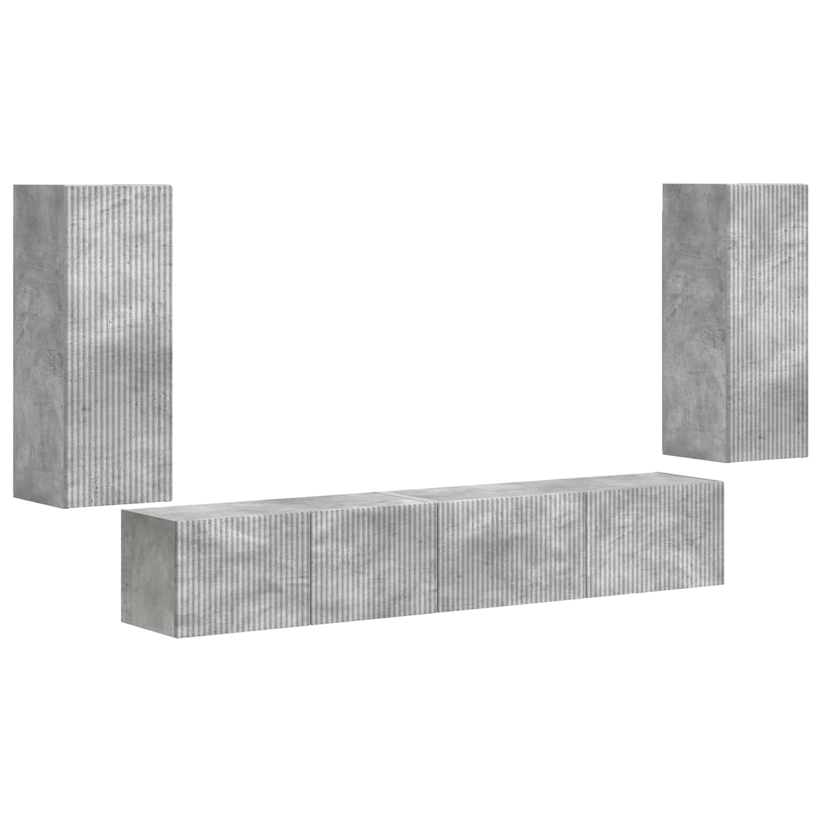 Ensemble meuble TV 4 pc Gris béton Bois d'ingénierie
