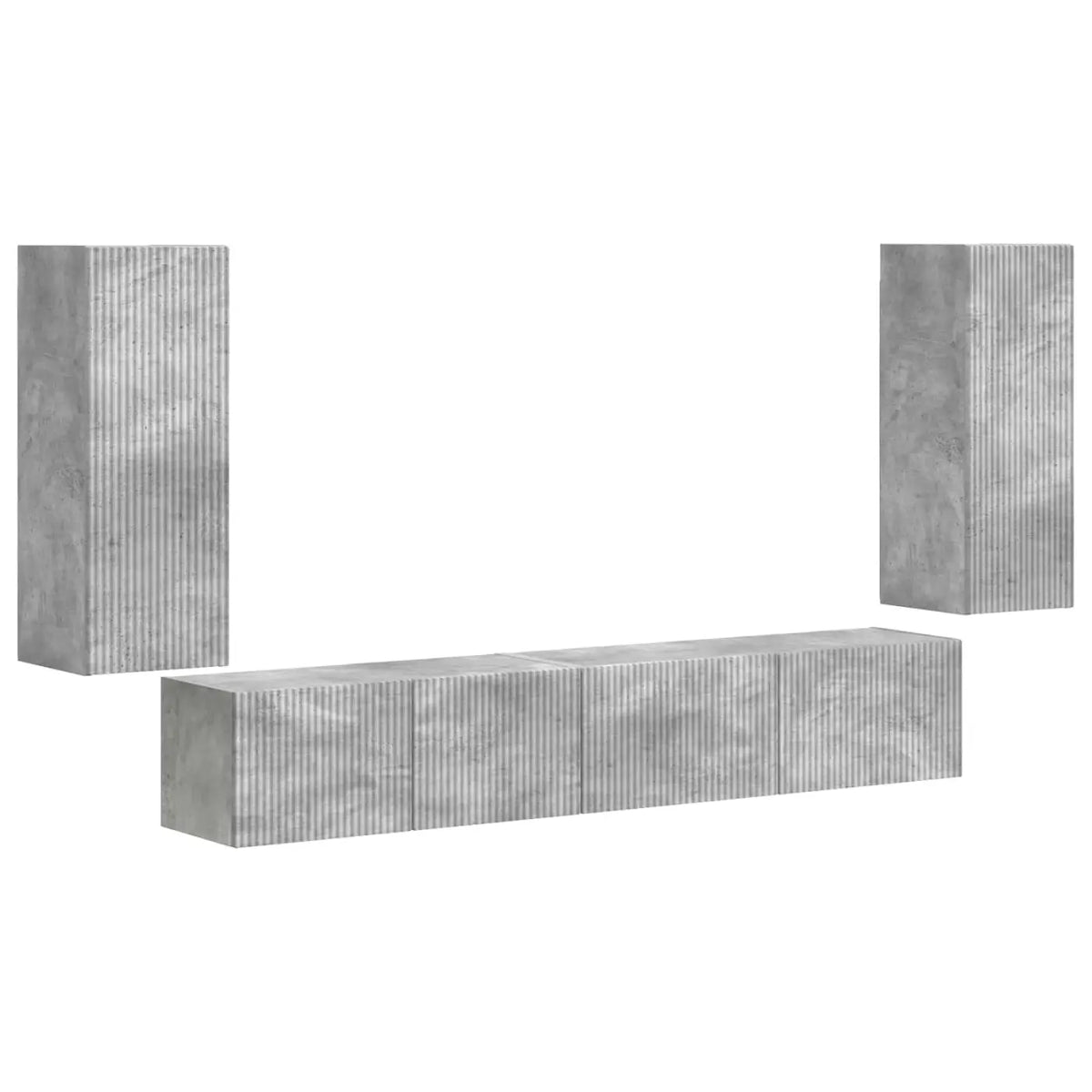 Ensemble meuble TV 4 pc Gris béton Bois d’ingénierie - XIOS