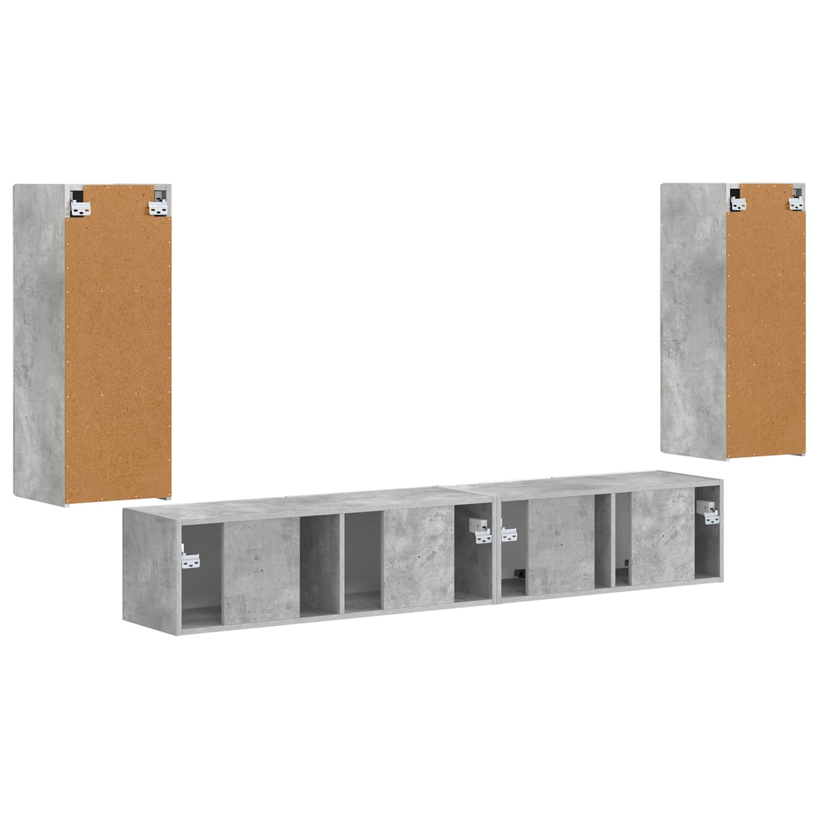 Ensemble meuble TV 4 pcs Gris béton Bois d'ingénierie - XIOS