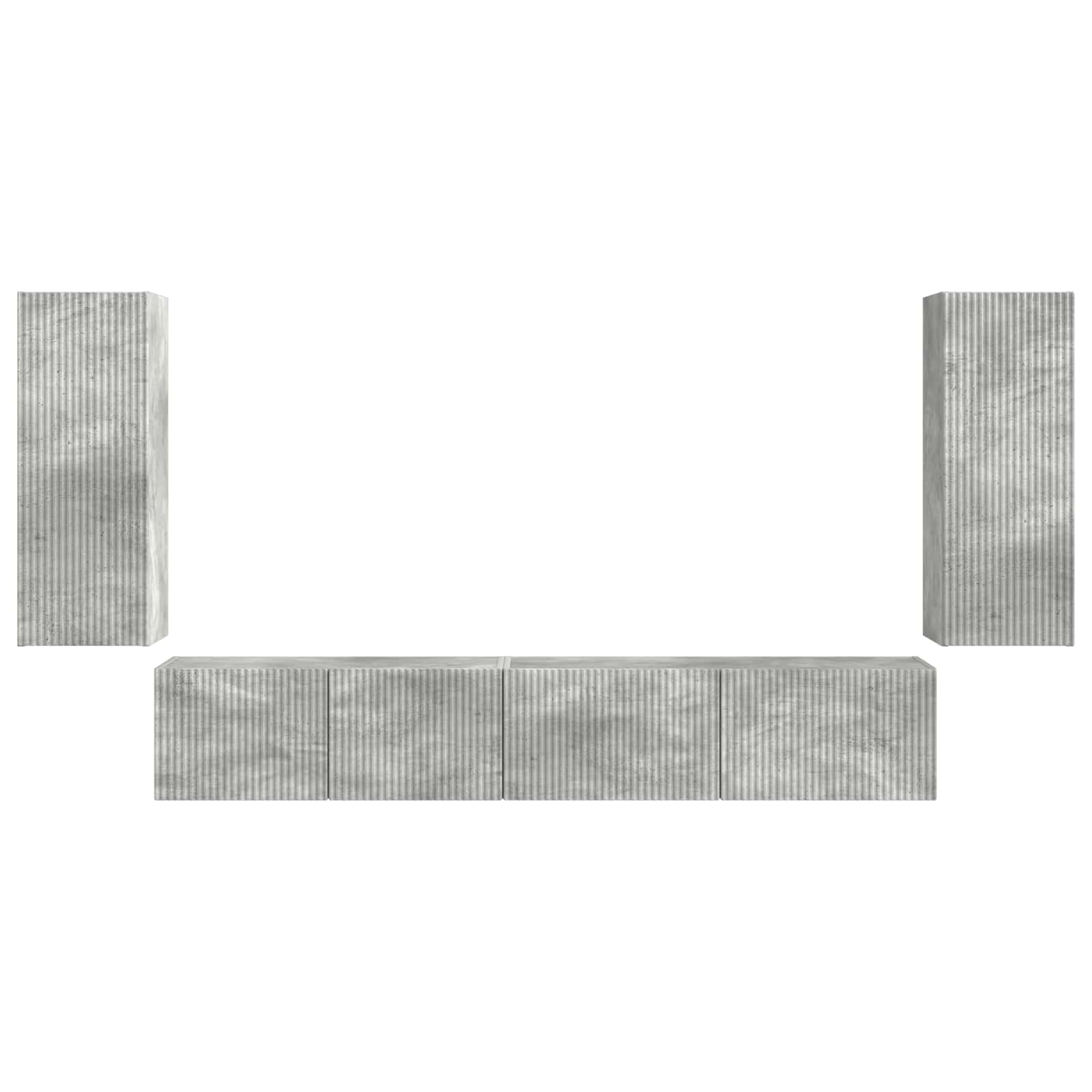 Ensemble meuble TV 4 pcs Gris béton Bois d'ingénierie - XIOS