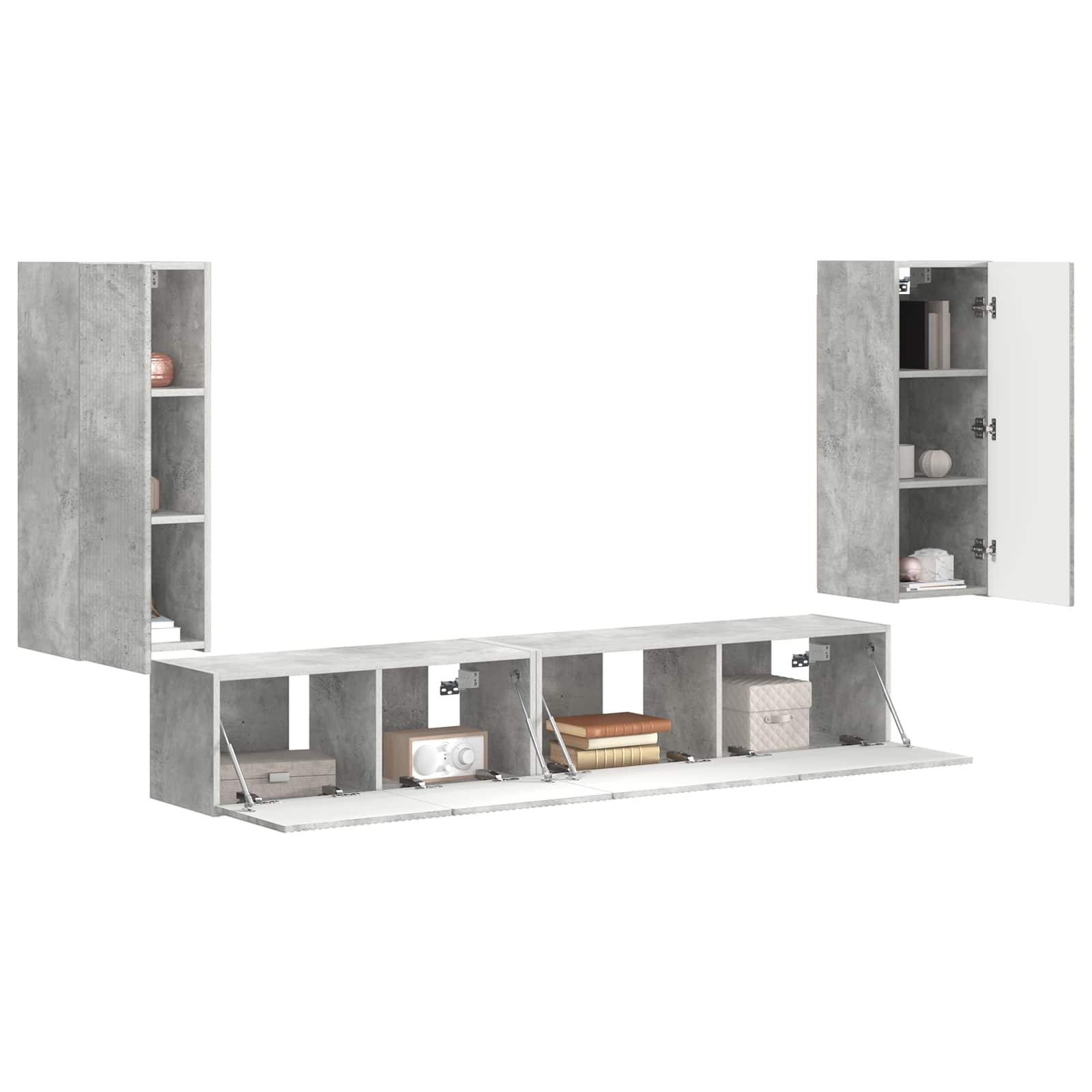 Ensemble meuble TV 4 pcs Gris béton Bois d'ingénierie - XIOS