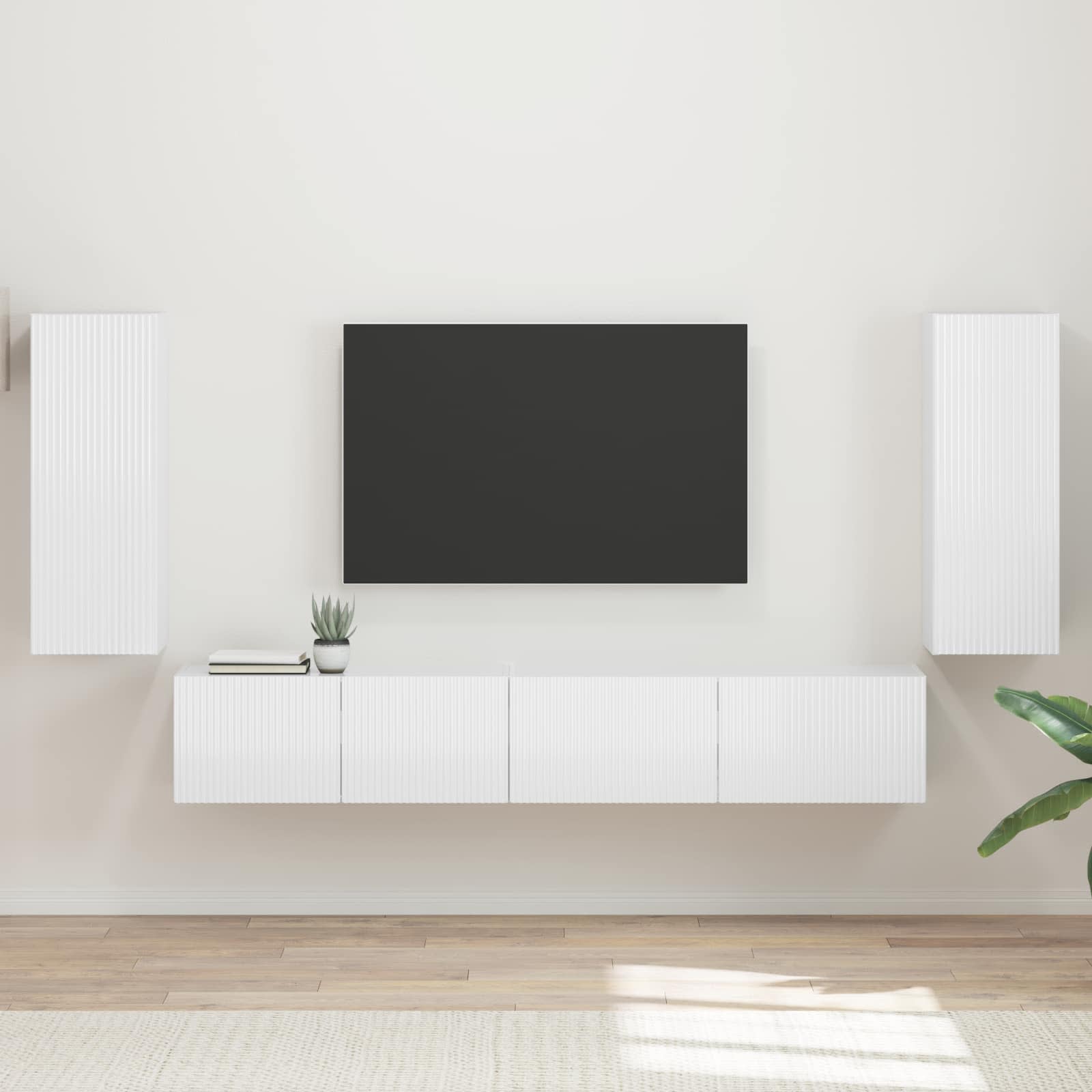 Ensemble meuble TV 4 pc Blanc brillant Bois d'ingénierie