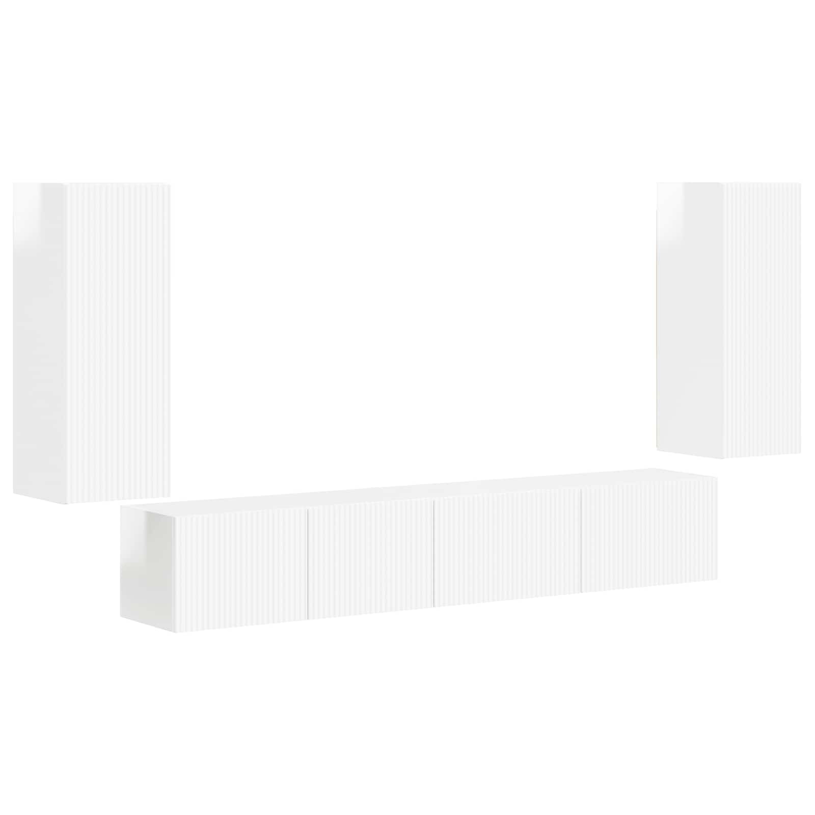 Ensemble meuble TV 4 pc Blanc brillant Bois d'ingénierie
