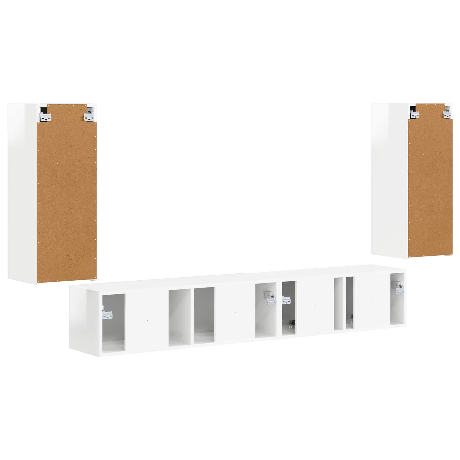 Ensemble meuble TV 4 pc Blanc brillant Bois d'ingénierie