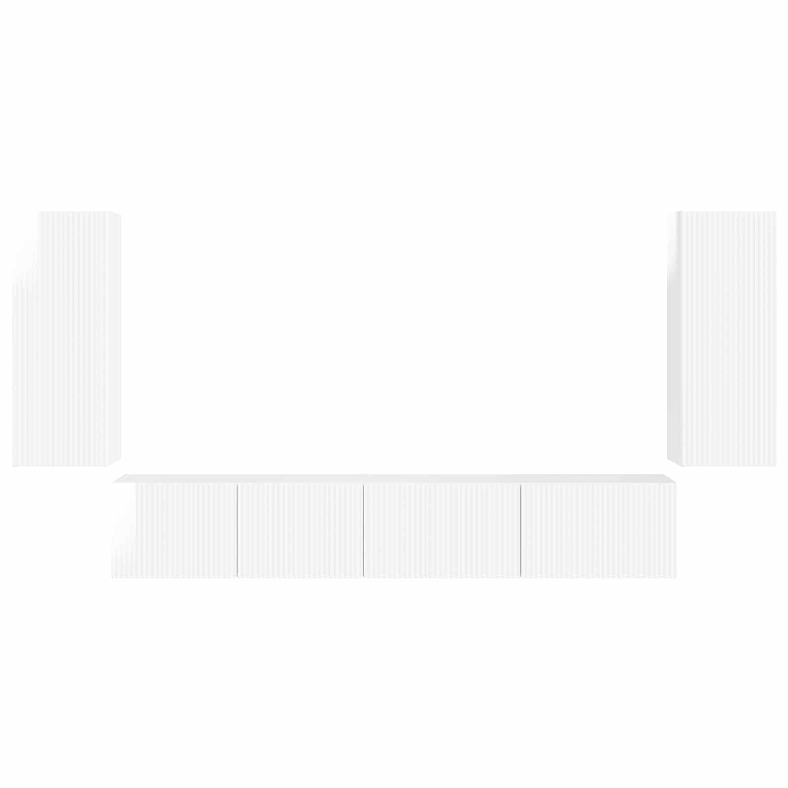 Ensemble meuble TV 4 pc Blanc brillant Bois d'ingénierie