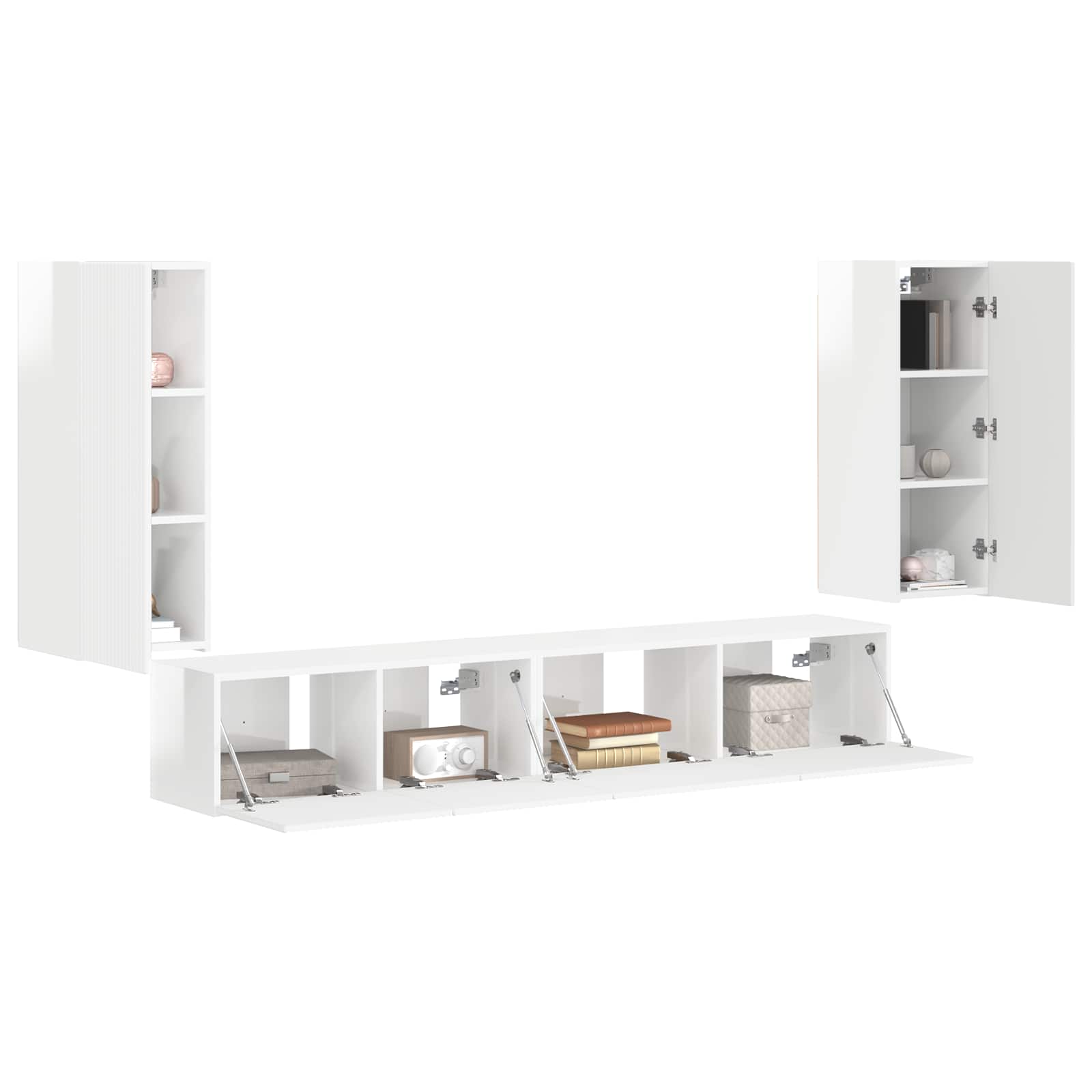 Ensemble meuble TV 4 pcs Blanc brillant Bois d'ingénierie - XIOS