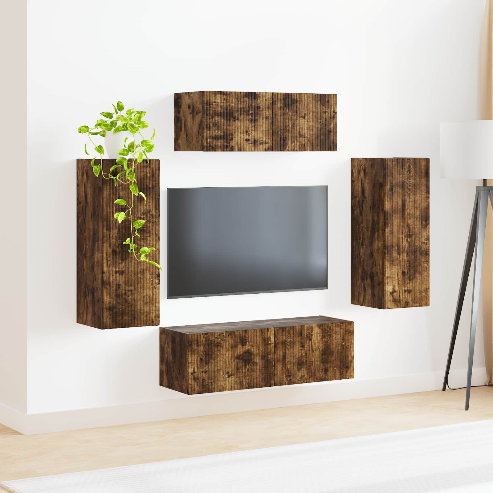 Ensemble meuble TV 4 pcs Chêne fumé Bois d'ingénierie - XIOS