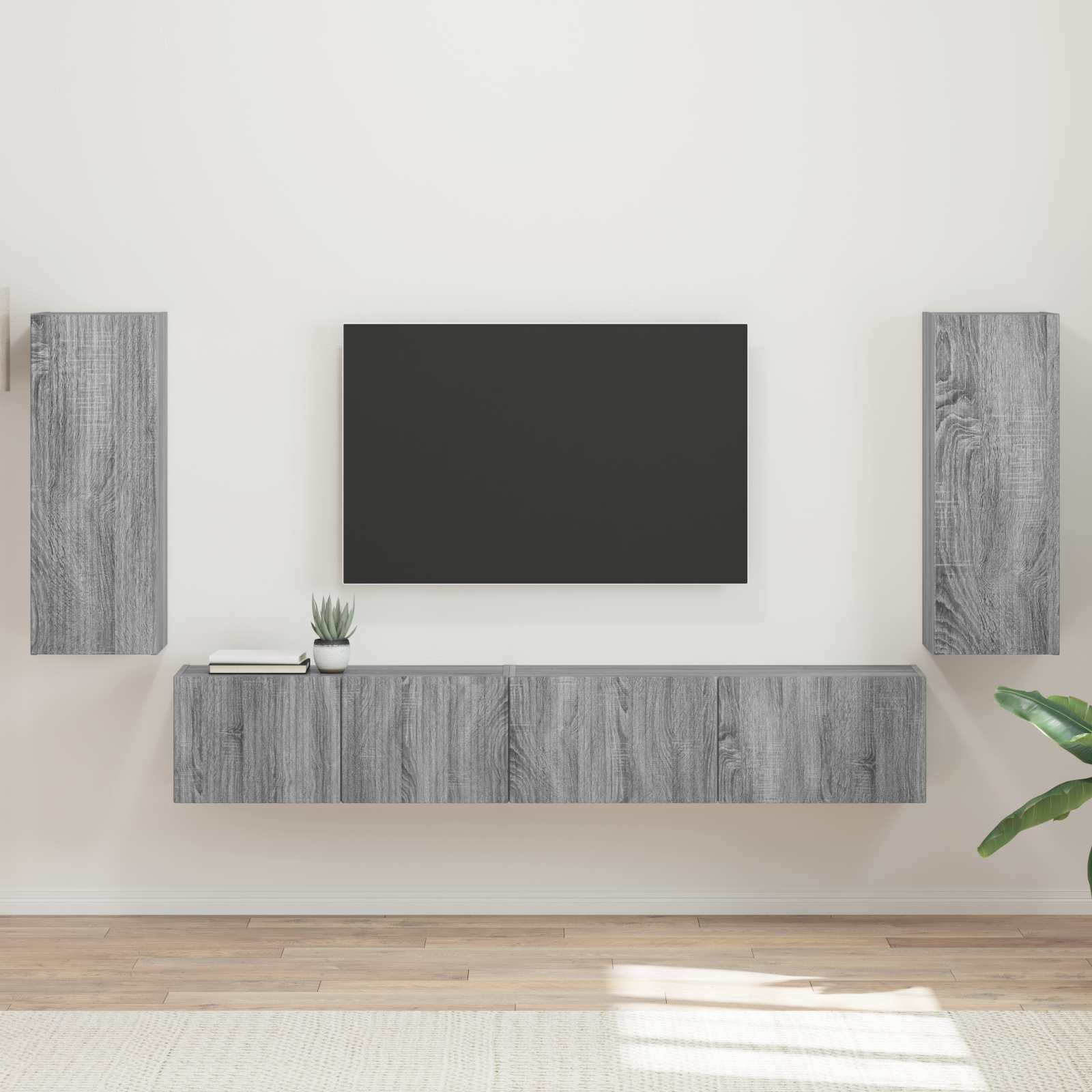 Ensemble meuble TV 4 pc Gris Sonoma Bois d'ingénierie
