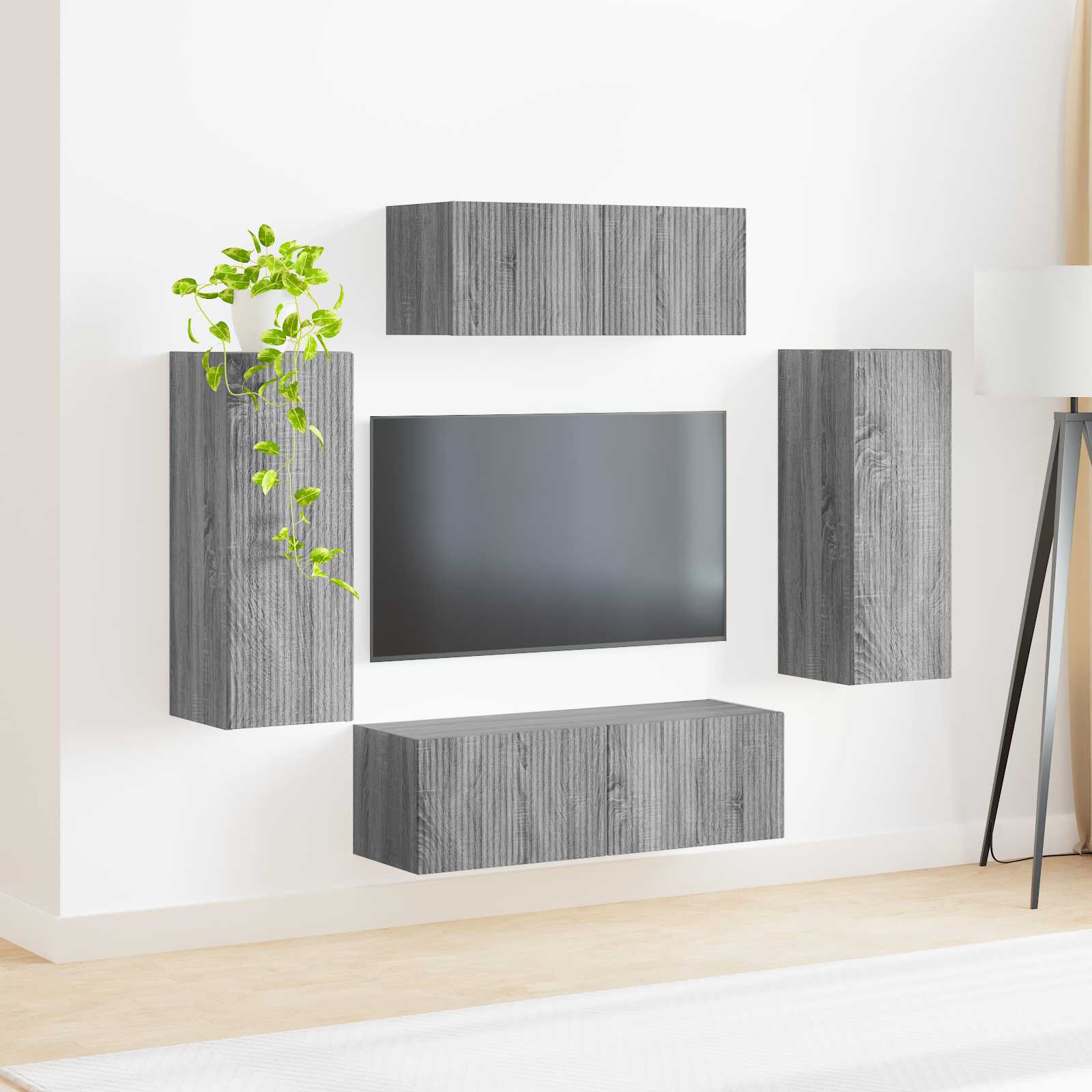 Ensemble meuble TV 4 pc Gris Sonoma Bois d'ingénierie