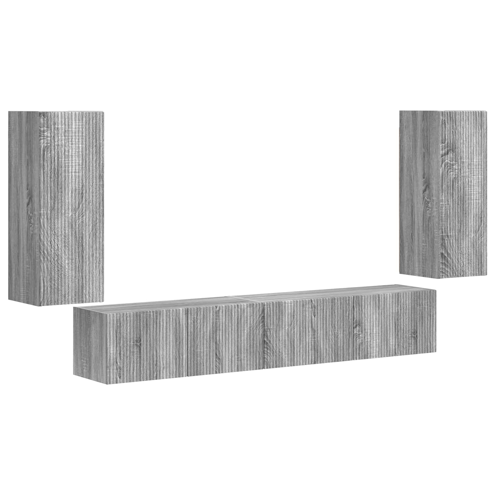 Ensemble meuble TV 4 pc Gris Sonoma Bois d'ingénierie