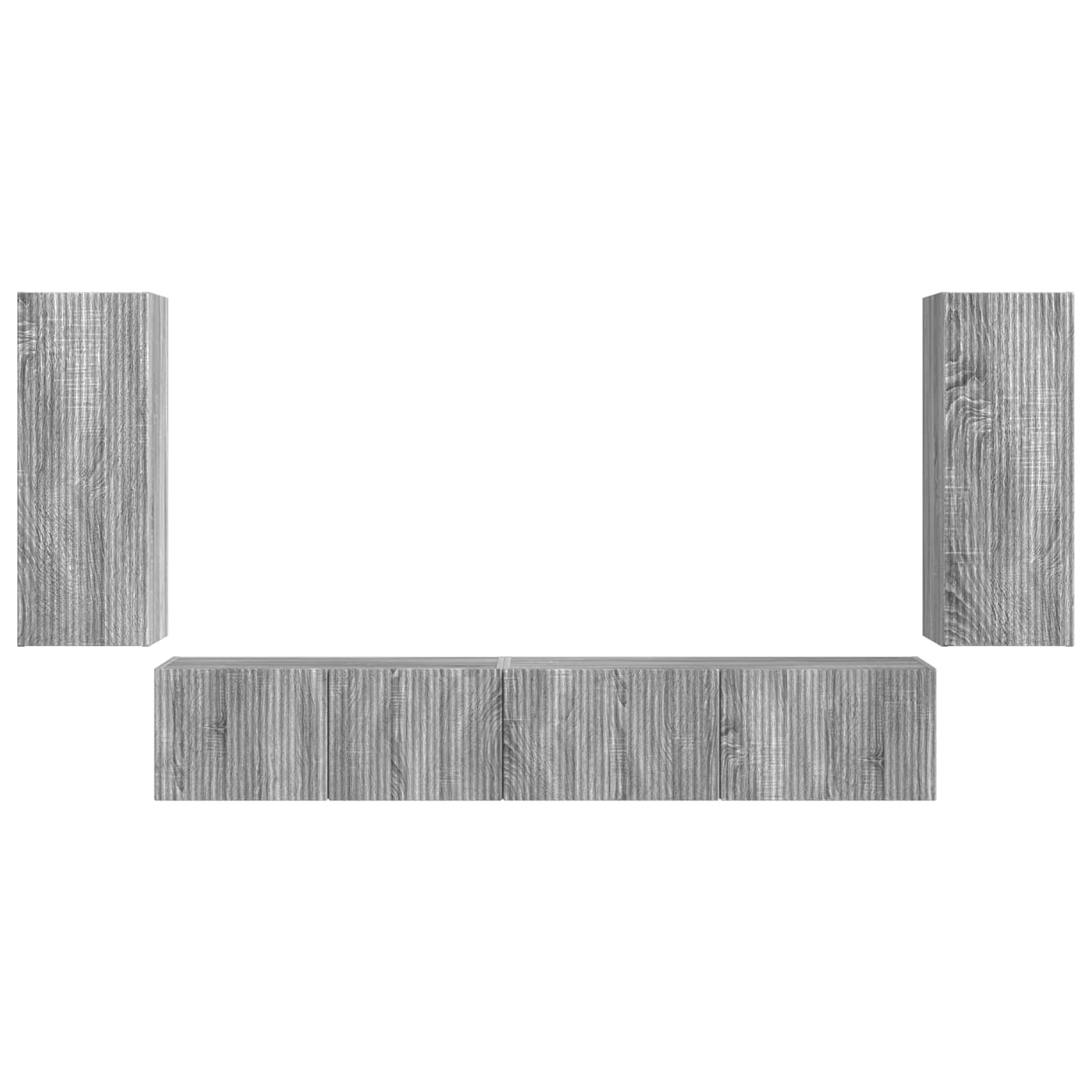 Ensemble meuble TV 4 pc Gris Sonoma Bois d'ingénierie