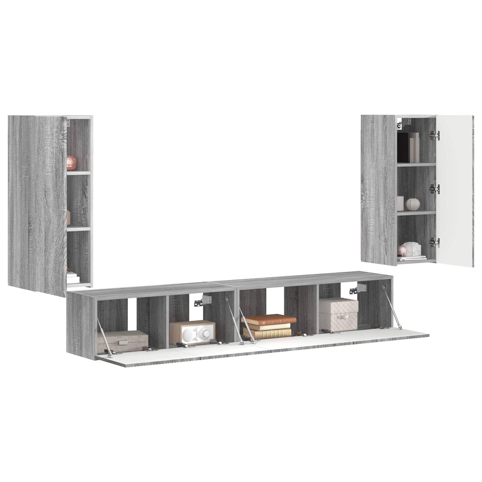 Ensemble meuble TV 4 pc Gris Sonoma Bois d'ingénierie