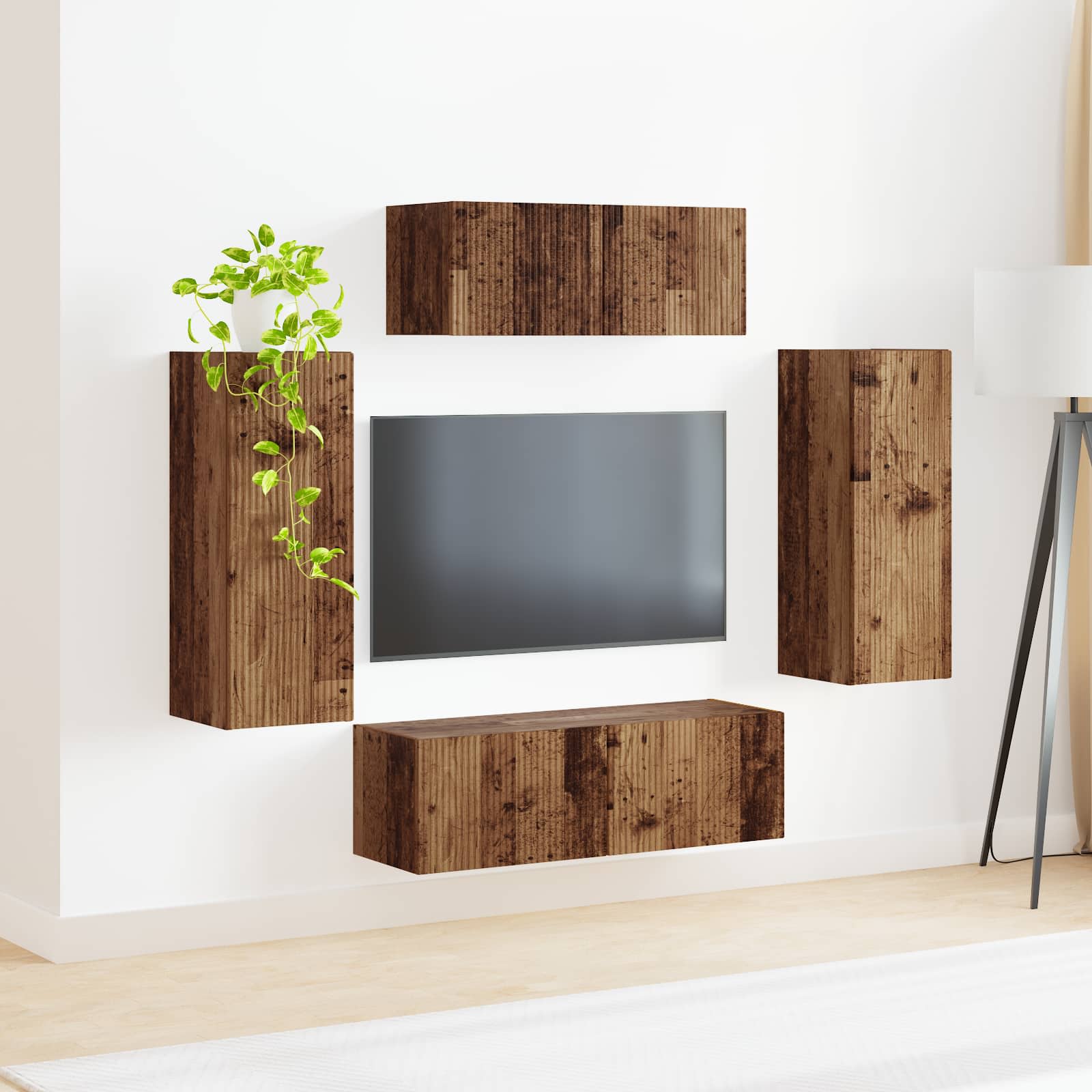 Ensemble meuble TV 4 pcs Bois ancien Bois d'ingénierie - XIOS