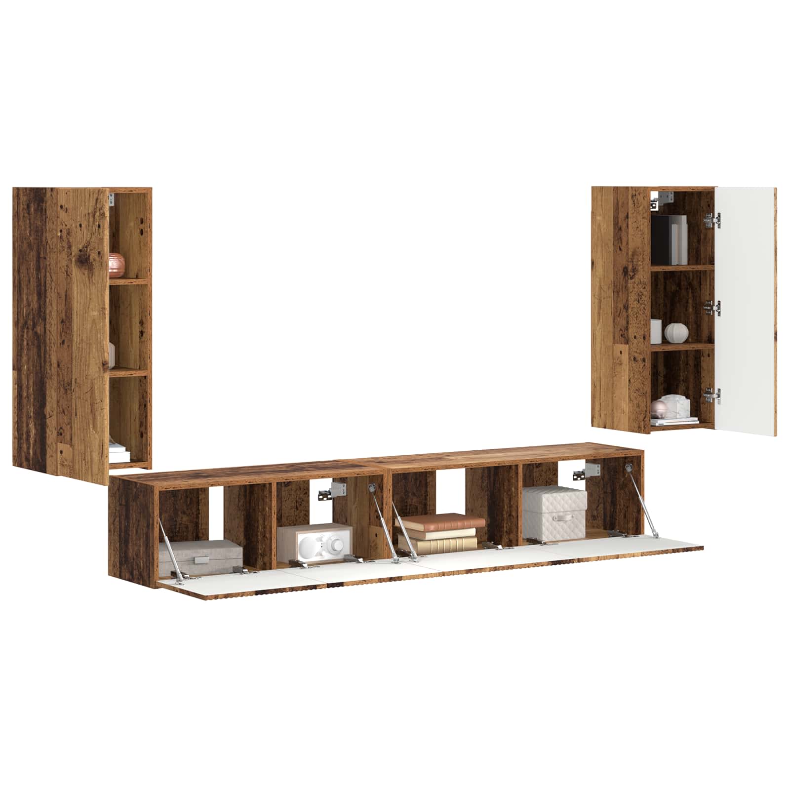 Ensemble meuble TV 4 pc Bois ancien Bois d'ingénierie