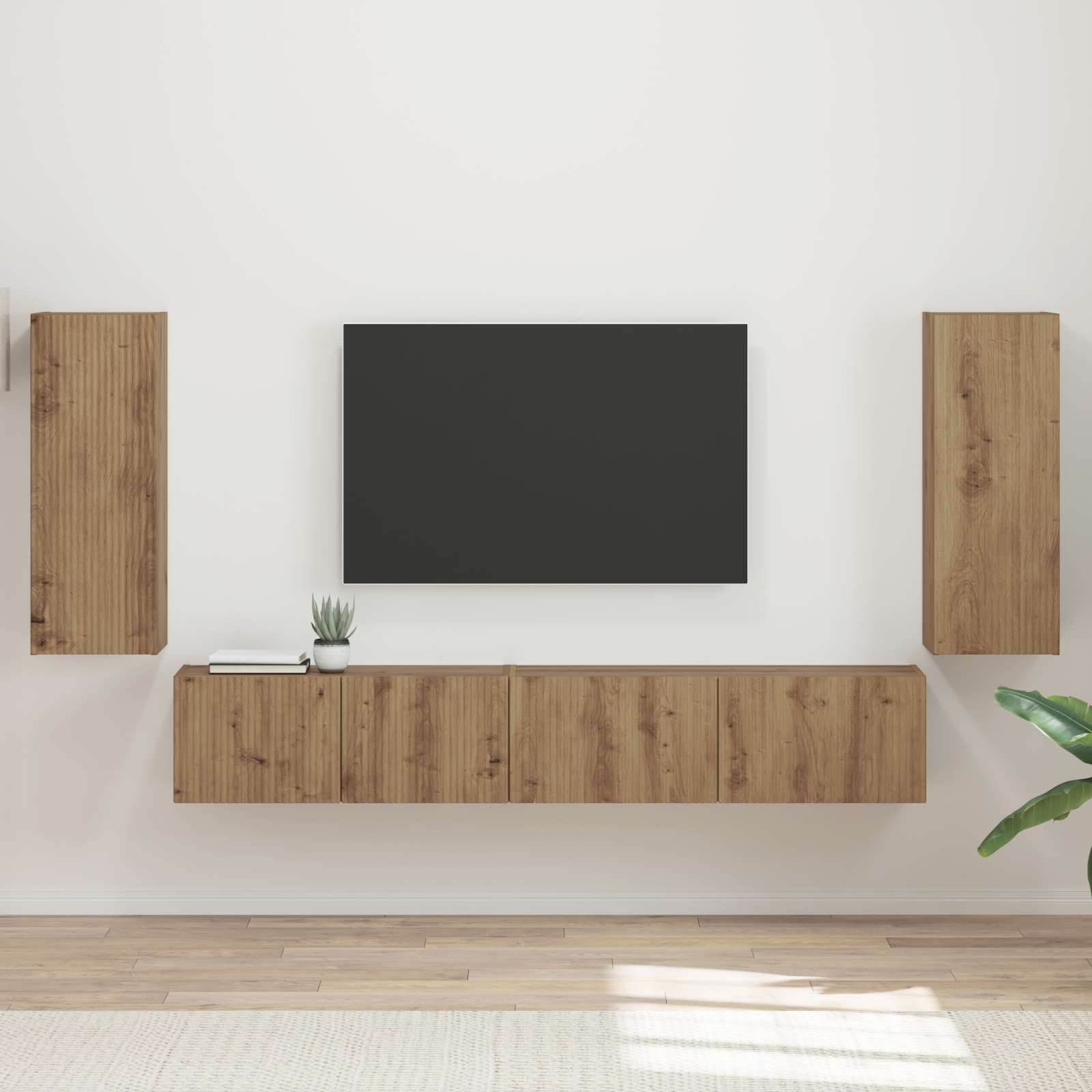 Ensemble meuble TV 4 pc Chêne artisanal Bois d'ingénierie