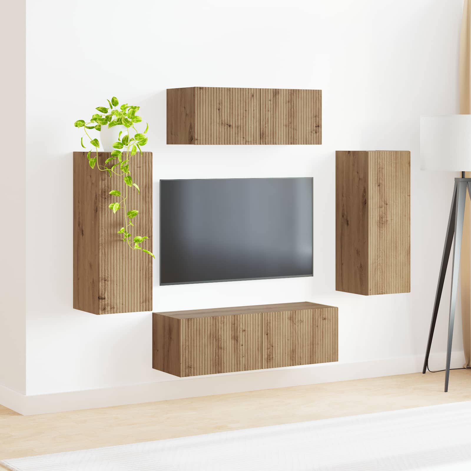 Ensemble meuble TV 4 pc Chêne artisanal Bois d'ingénierie