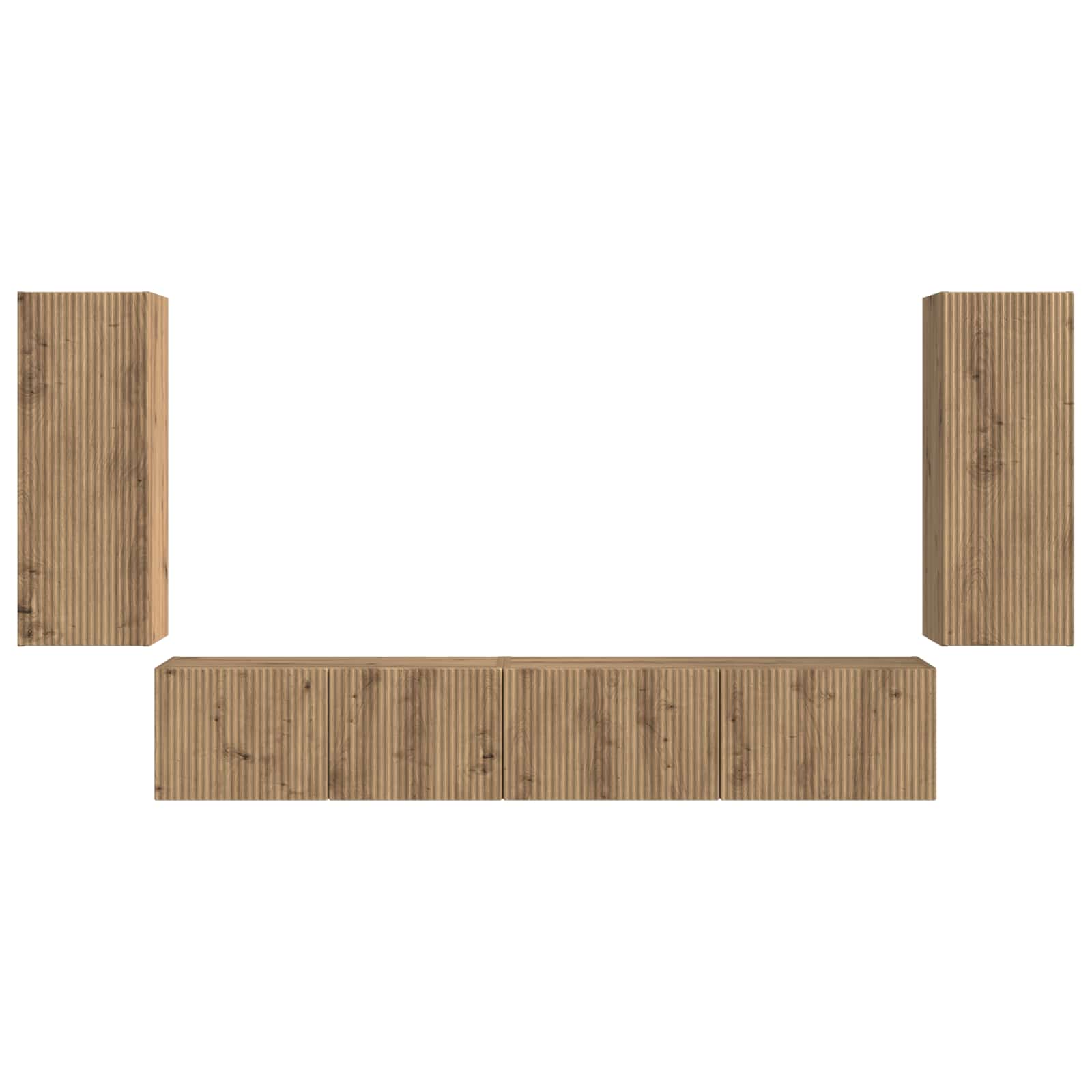 Ensemble meuble TV 4 pc Chêne artisanal Bois d'ingénierie