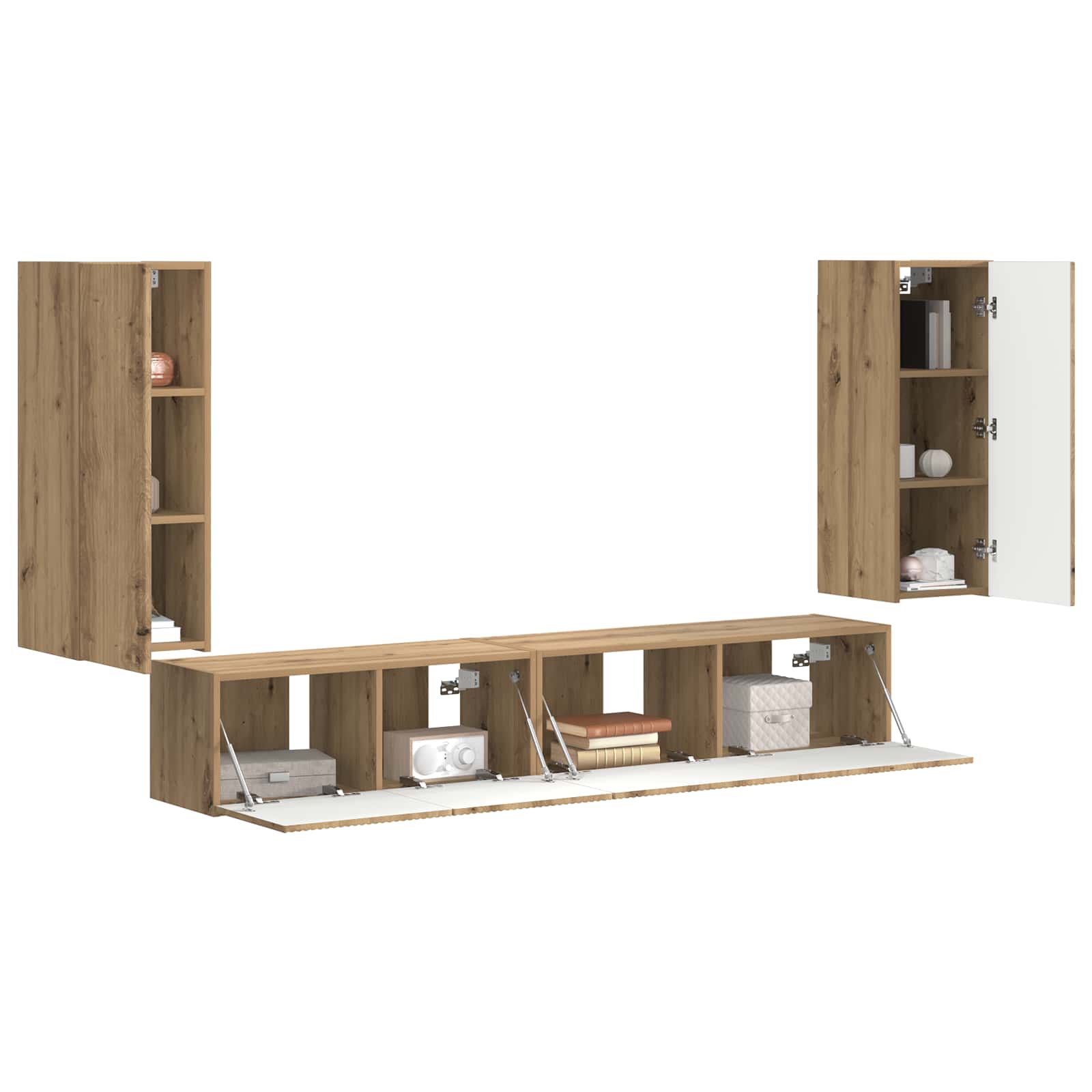 Ensemble meuble TV 4 pc Chêne artisanal Bois d'ingénierie