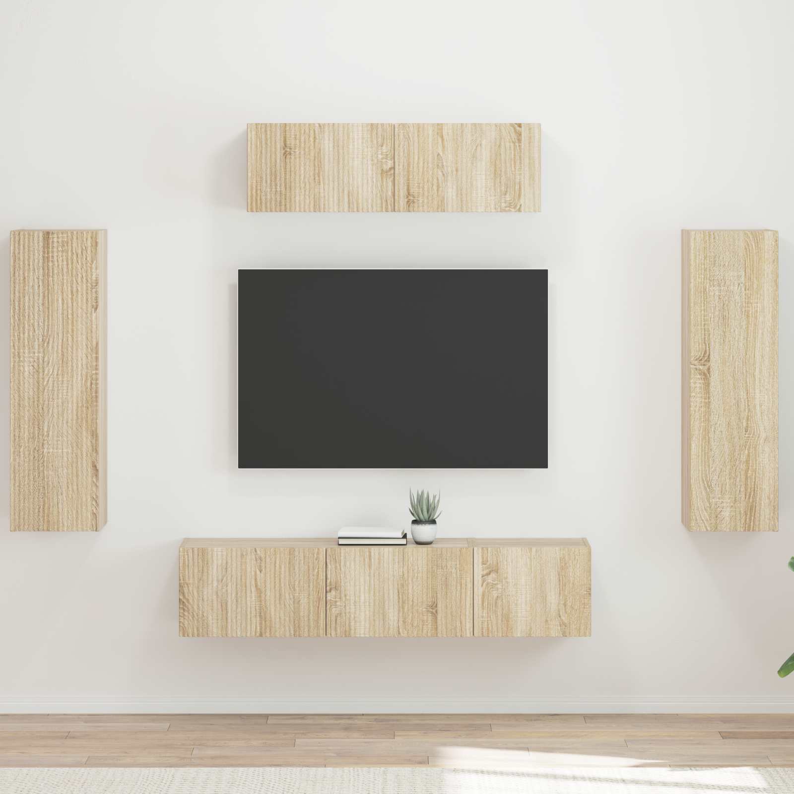 Meuble TV 5 pc Chêne Sonoma