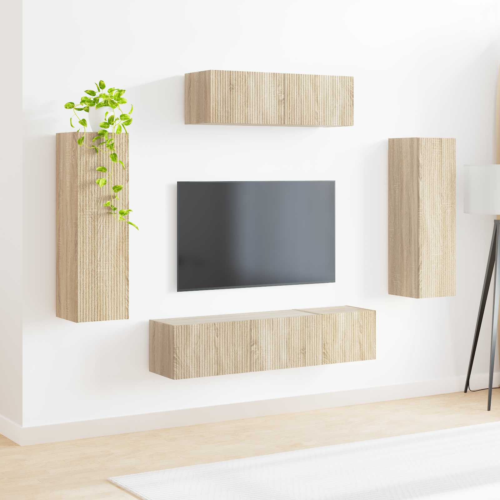 Meuble TV 5 pc Chêne Sonoma